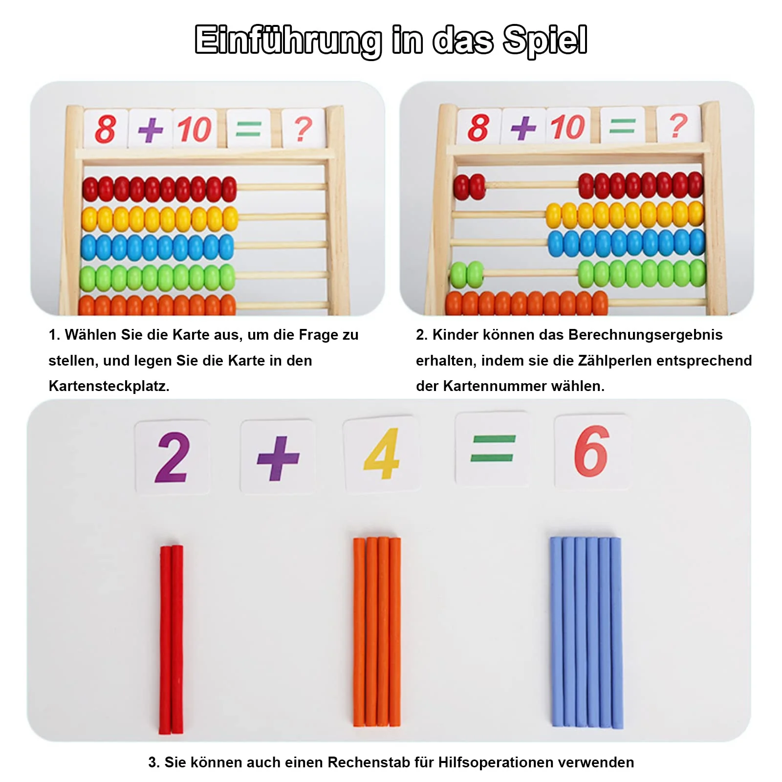 DYOUen Grundschule Rechenschieber 28 X 21CM Abakus für Kinder mit Zählstäben/Zahlenalphabetkarten Rechenrahmen Lernspielzeug, Pädagogisches Spielzeug Geschenk - Image 5