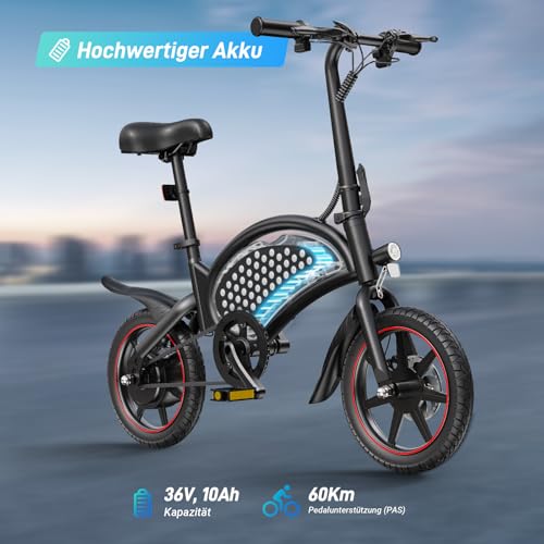 DYU D3S E-Bike Klapprad 14 Zoll - Elektrofahrrad, 25 km/h Höchstgeschwindigkeit, 40 km Reichweite, Scheibenbremsen, faltbar, für Jugendliche und Erwachsene - Image 9