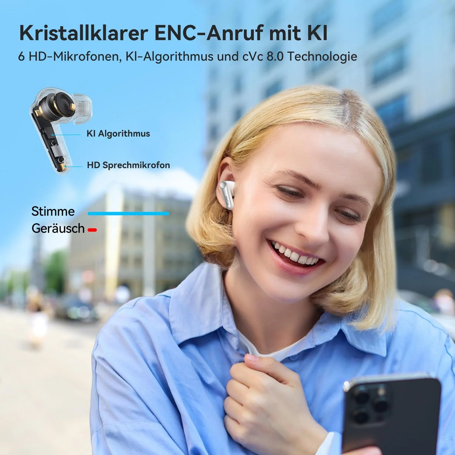 EarFun Air Pro 4 Bluetooth Kopfhörer mit Adaptive Hybride Geräuschunterdrückung, aptX Lossless, Hi-Res Audio, LDAC, 6 Mikrofone cVc 8.0 KI Anrufe, 52H Akku, Multipoint, Bluetooth 5.4, In Ear Detection - Image 5