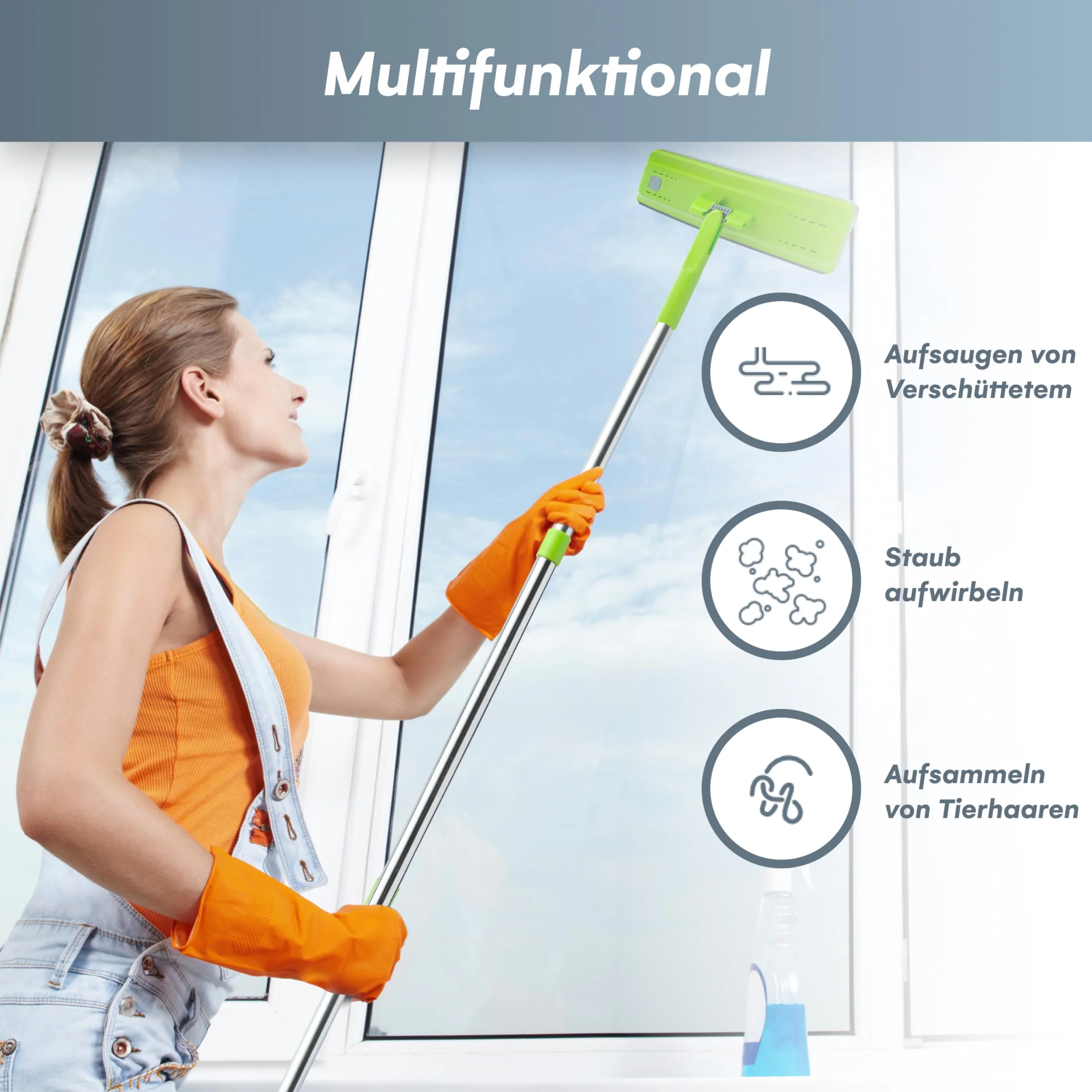 EasyGleam Mop und Eimer Set - Flachbodenmopp mit Teleskopstange, Innovativer Mop Zweikammer Eimer für Nass- und Trockenanwendung, 2 Mikrofaserpads, Perfekt für Alle Bodenarten, Reinigung und Pflege - Image 5