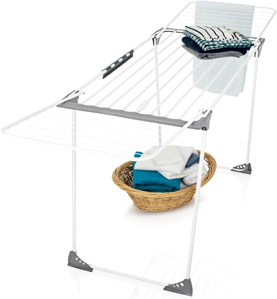 EASYmaxx Falt-Wäscheständer 2500 mit 25m Trockenlänge | XXL Wäscheständer Teleskop - ausziehbar bis 260cm | mit Rollen | Bettlaken & Handtücher stromlos drinnen und draußen trocknen - Image 2