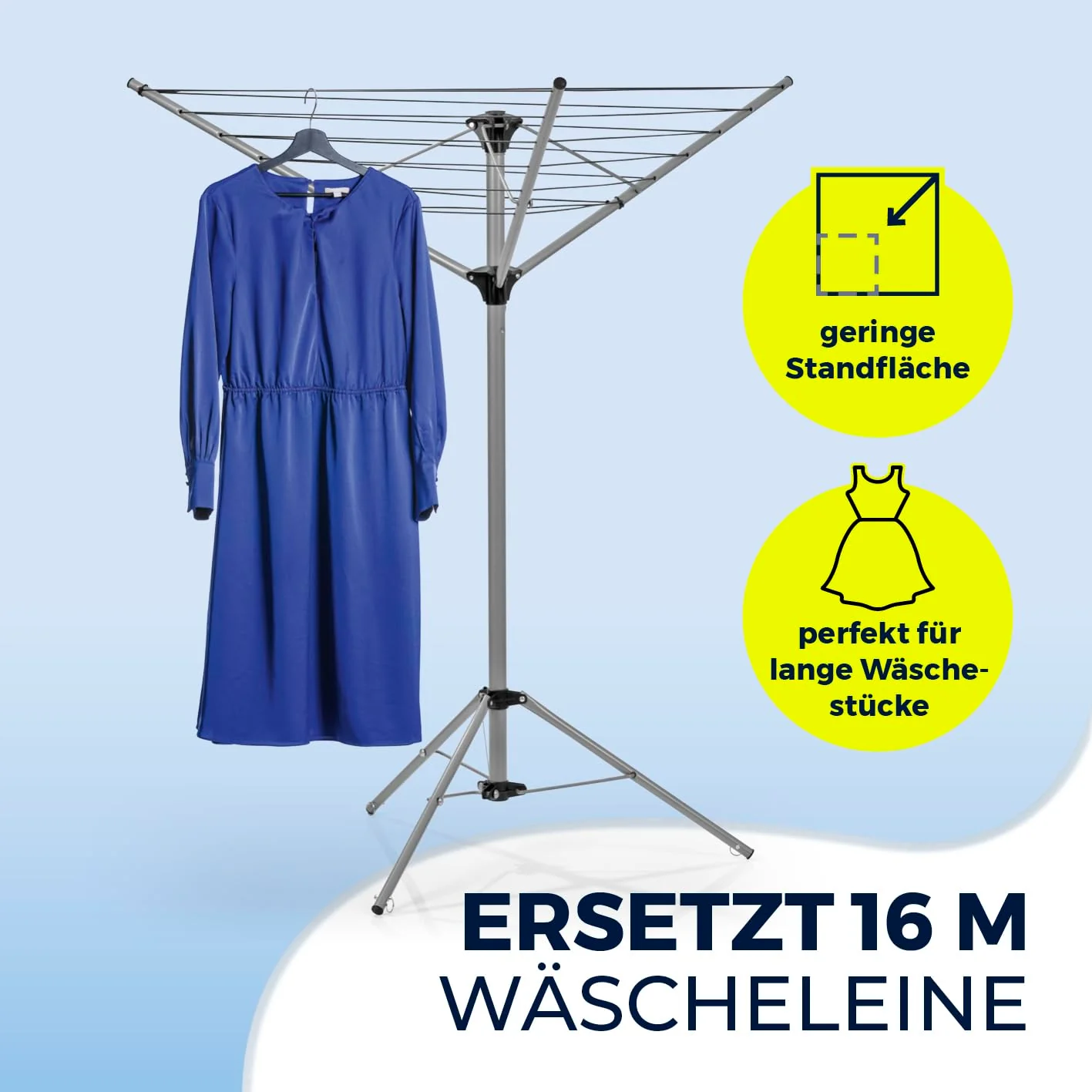 EASYmaxx Wäschespinne, zusammenklappbarer Wäscheständer für innen und außen | Wetterfest und leicht, 4 stufig höhenverstellbar, ca. 14cm x 11cm x 131cm [Aluminium] - Image 5