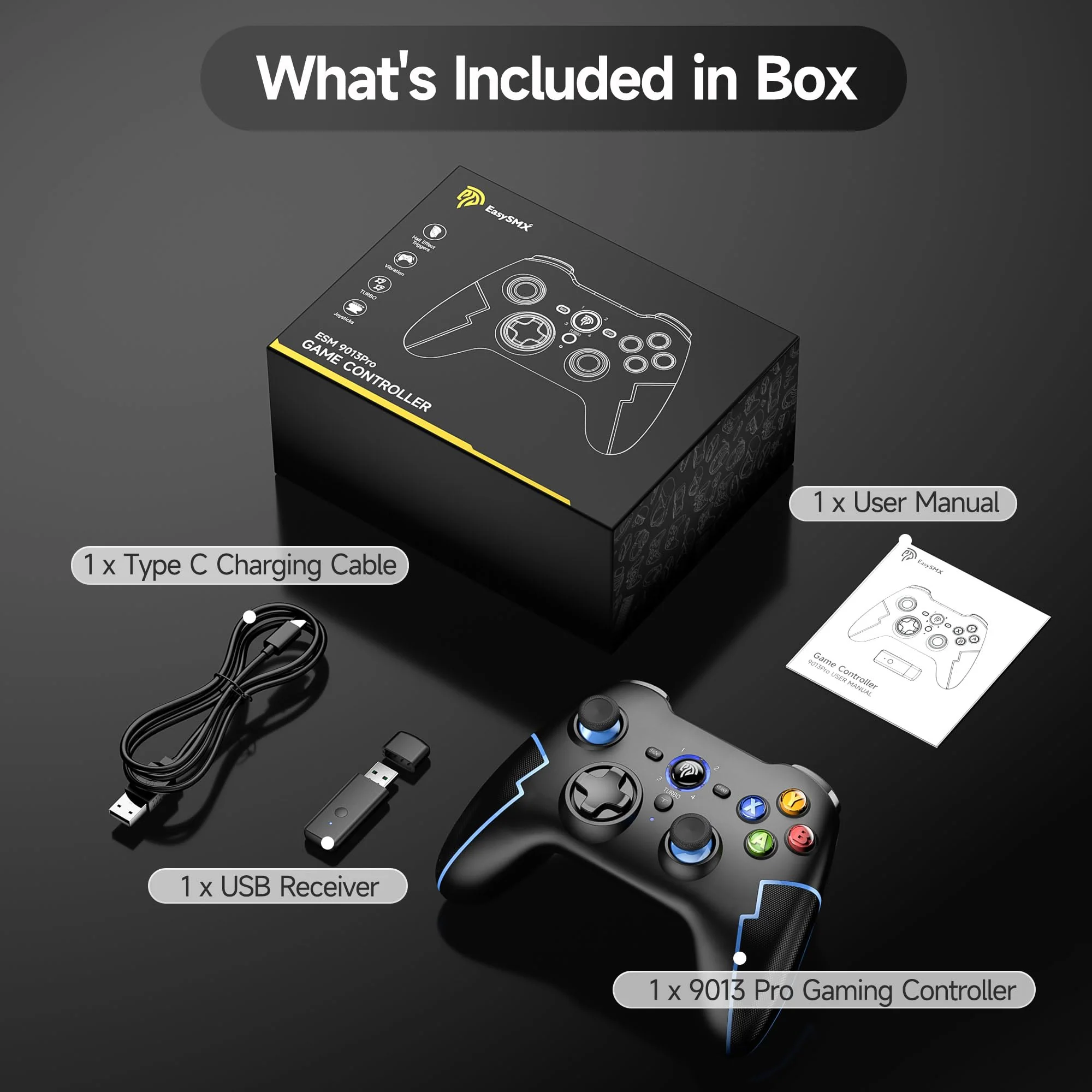 EasySMX PC Gamepad, Wireless Controller, Gaming Controller für PS3/PC(Windows XP/7/8/8.1/10/11)/Android TV-Box, Vista,Switch… - Image 3