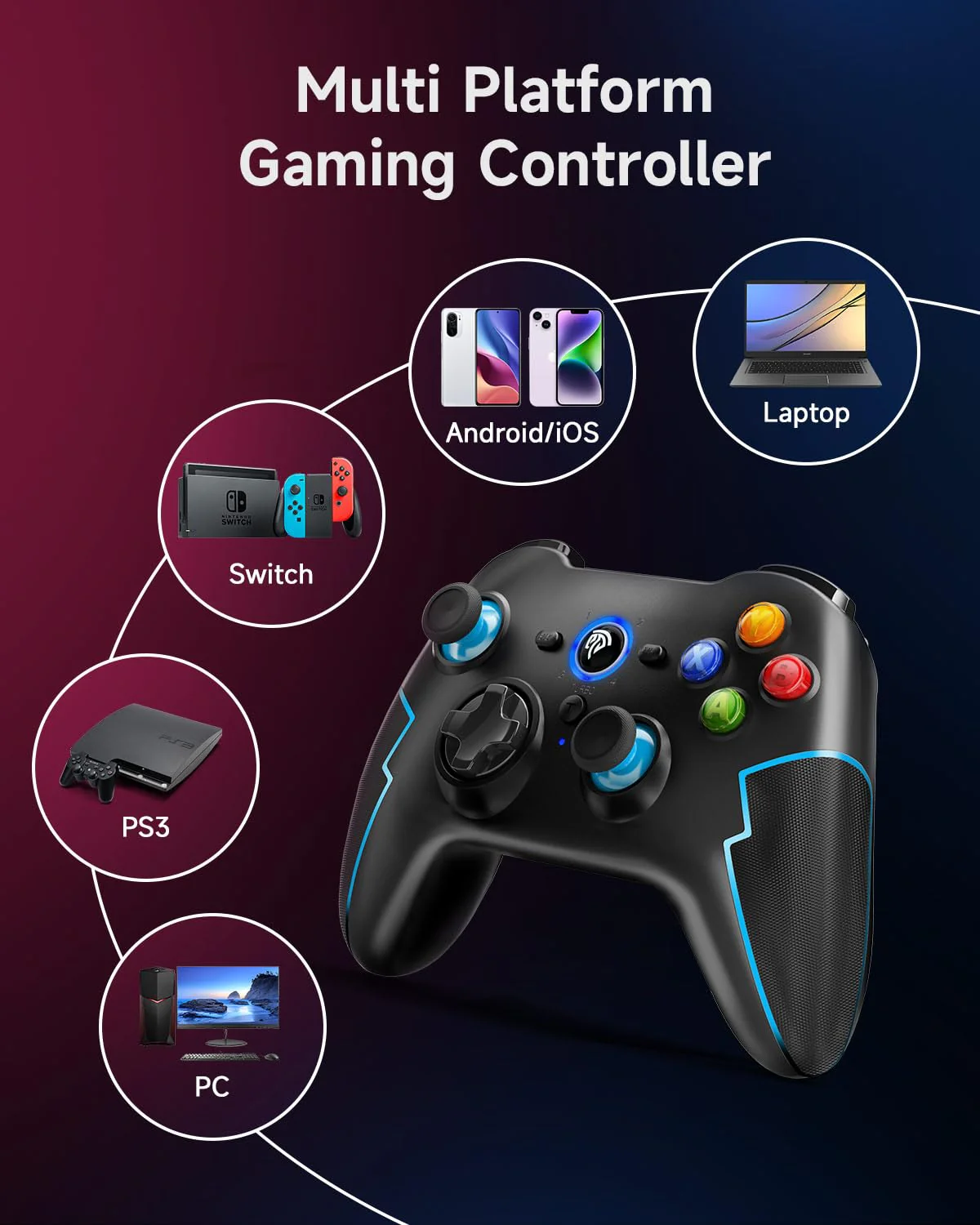 EasySMX PC Gamepad, Wireless Controller, Gaming Controller für PS3/PC(Windows XP/7/8/8.1/10/11)/Android TV-Box, Vista,Switch… - Image 9