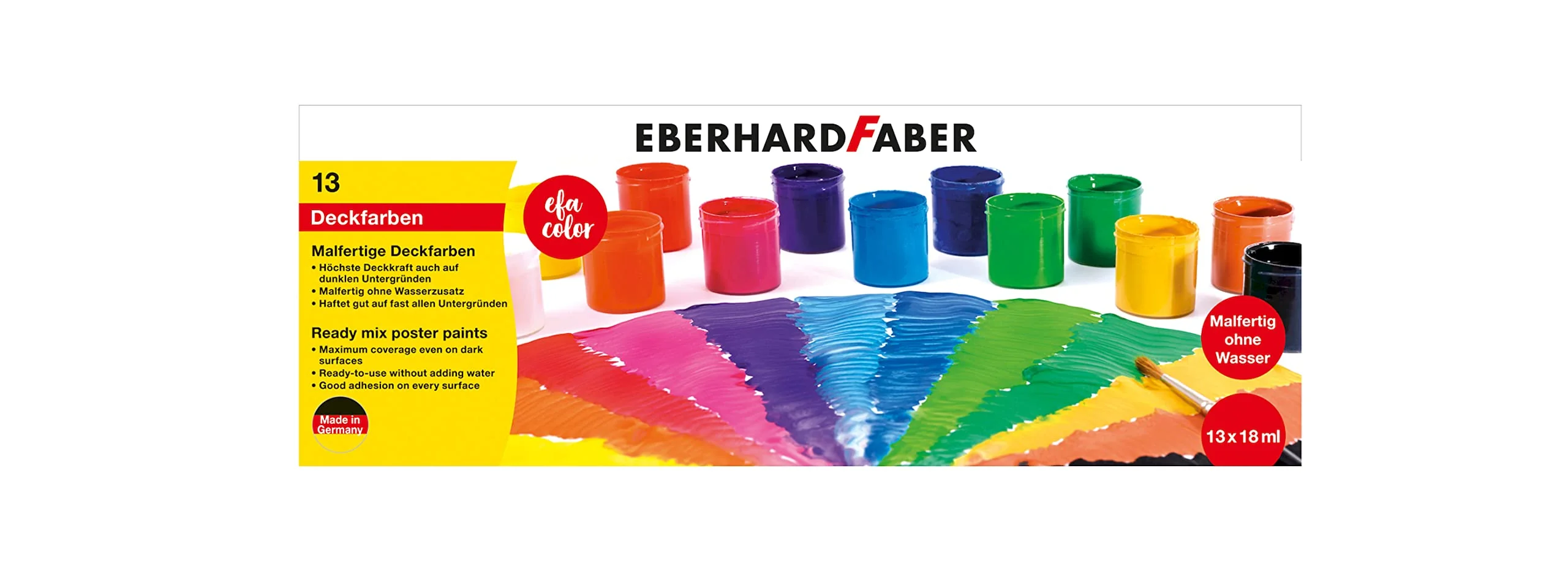 Eberhard Faber 575613 - Malfertige Deckfarben EFA Color, 13 Dosen je 18 ml, Malfarben Set - Image 6