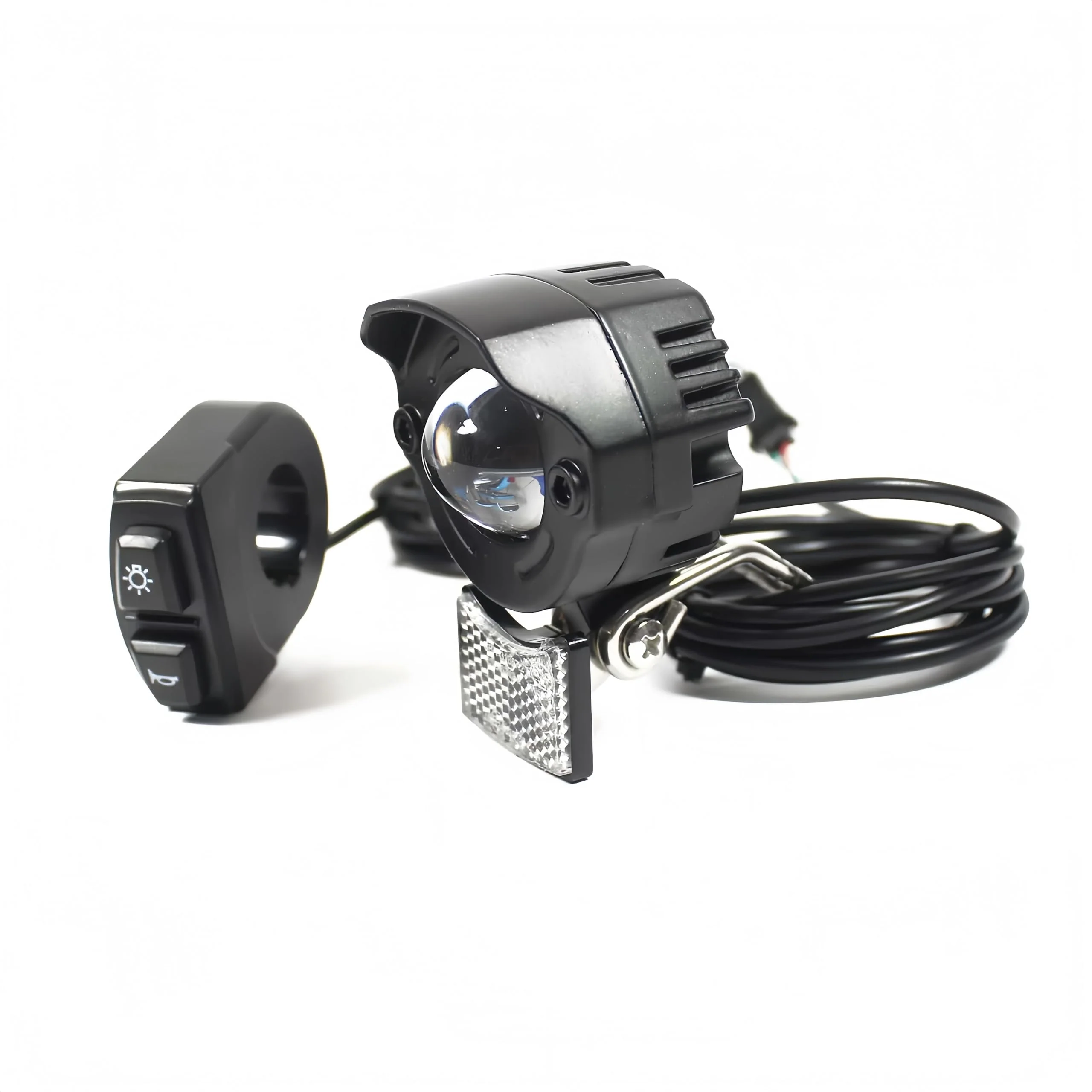 Ebike Aluminium Scheinwerfer wasserdicht Schalter mit Horn 12/24/36/48/52/60/72V 6W High-Power LED in der Nähe Licht Elektrofahrrad