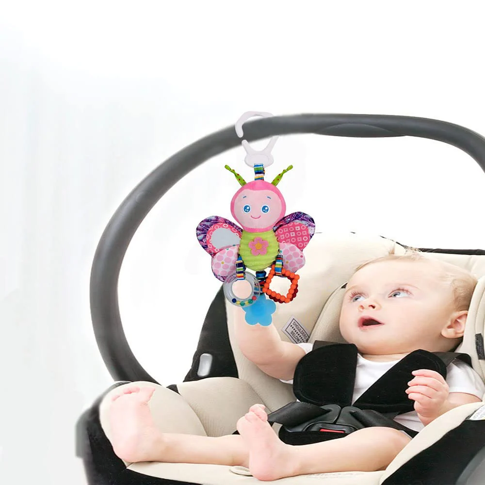 ECCHY Baby Spielzeug, Kleinkindspielzeug Plüschrassel mit Ringen zum Beißen, Greifen Knistern und Babysicherem Spiegel, Baby Krippe Kinderwagen Hängen Spielzeug für Babys Kleinkinder - Image 3