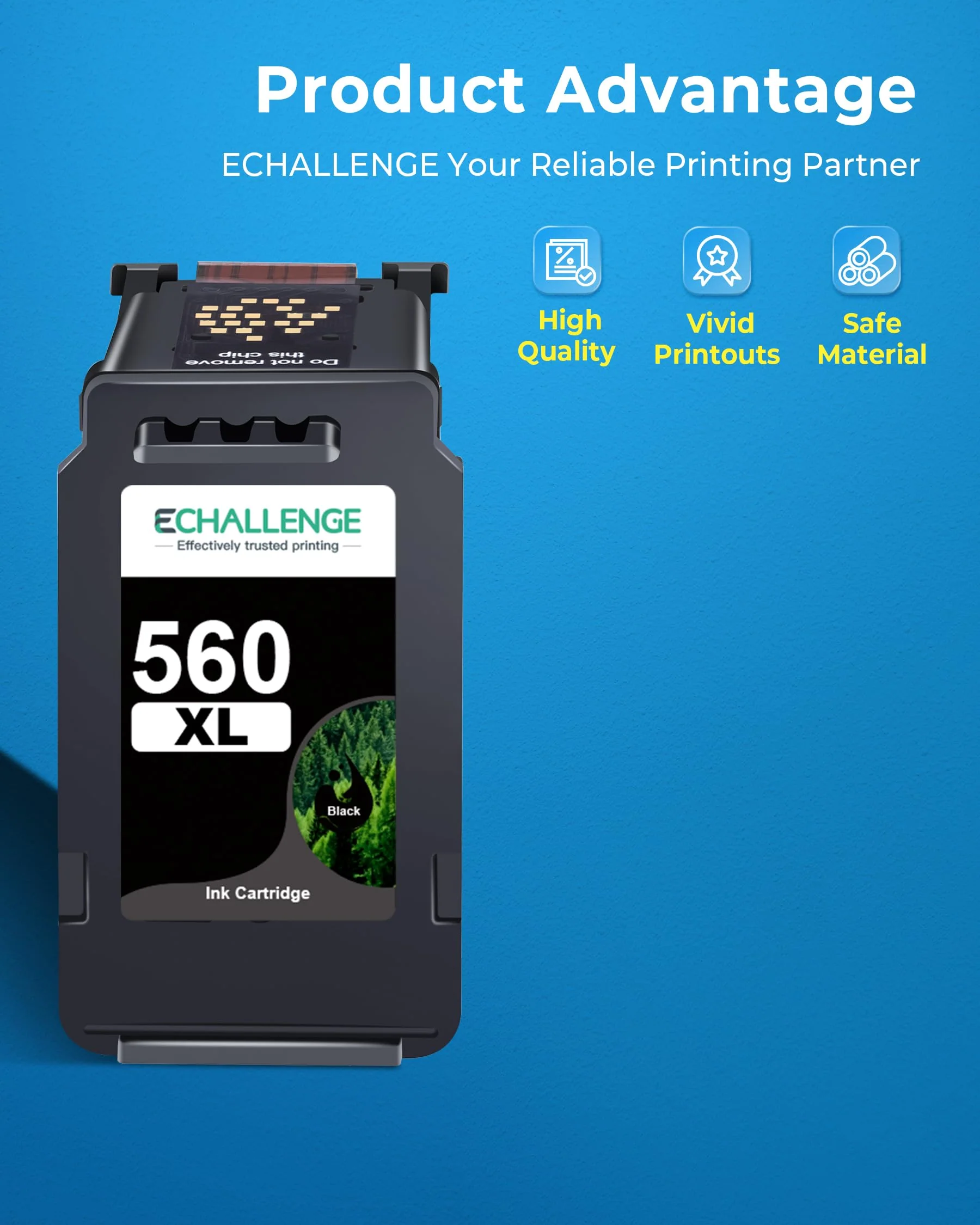 ECHALLENGE PG-560 XL PG-560XL Multipack Tintenpatrone für Canon 560XL für Pixma TS5350 TS5351 TS5352 TS5353 TS7450 TS7451 (Schwarz 2er-Pack) - Image 2