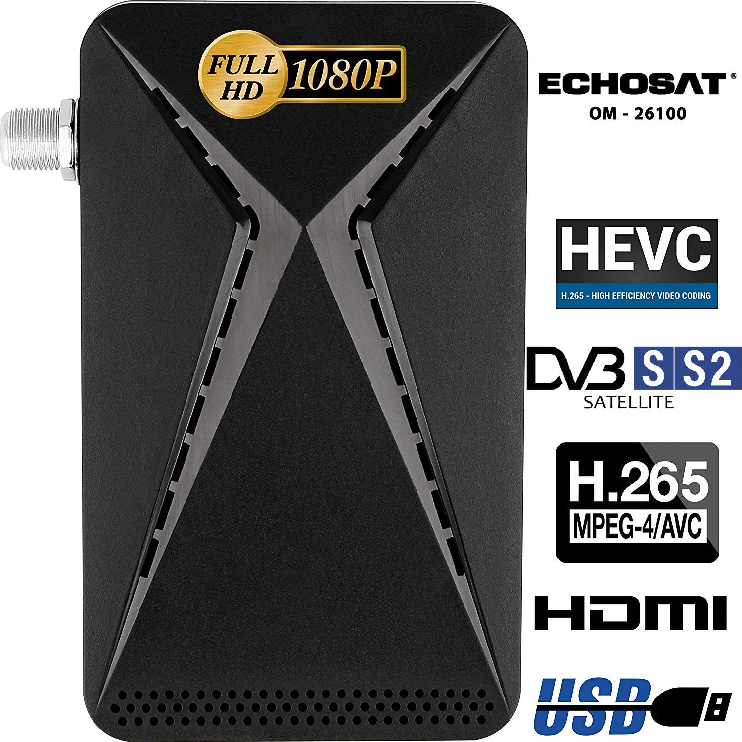 Echosat OM-26100 Mini Sat Receiver -DVB S/S2 Satelliten Receiver ✓Full HD ✓1080 P ✓HDMI ✓2 x USB 2.0 ✓HDTV [Digital Satelliten Receiver] (Astra Hotbird Türksat )-Schwarz - Image 3