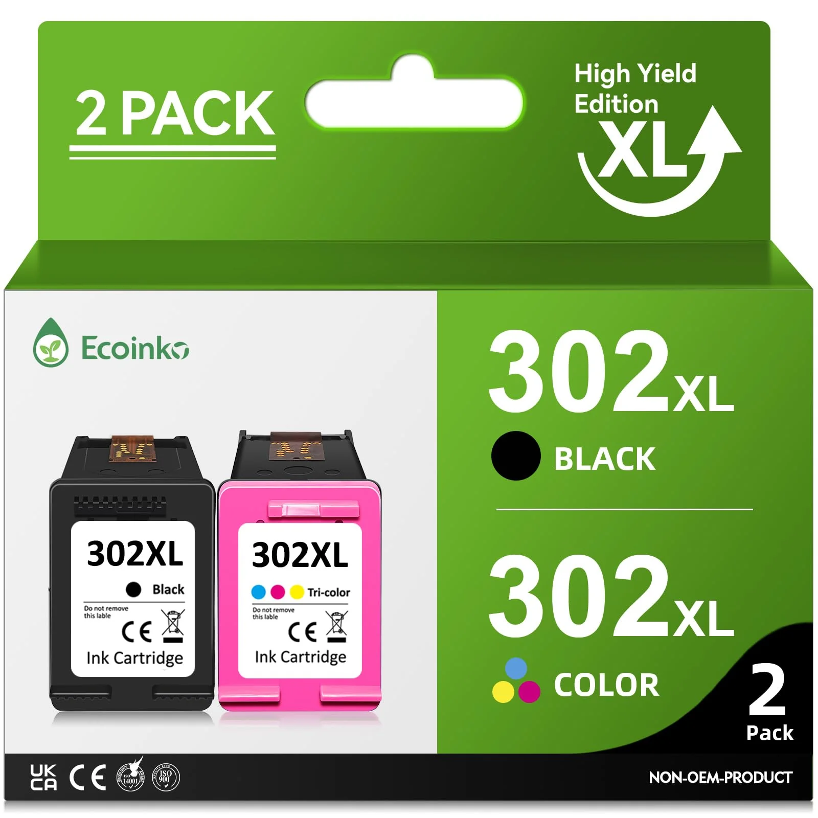 ECOINKO 302XL Patronen Ersatz für Druckerpatronen HP 302 für Tintenpatronen HP 302, Druckerpatrone für HP 302 Deskjet 3630 3636 3638 Officejet 3831 3830 4655 Envy 4520 4524 4525 (Schwarz Farbe) - Image 3