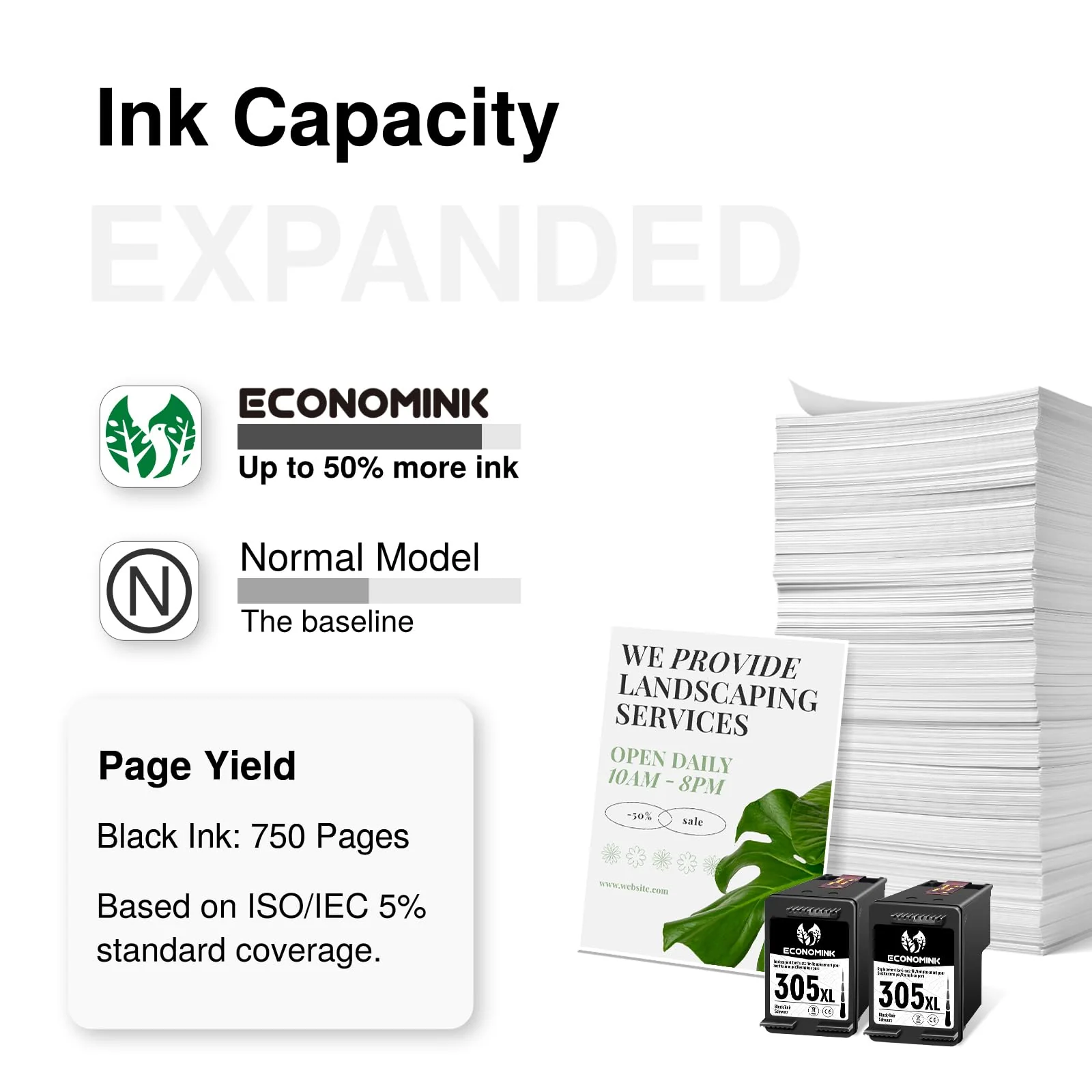 Economink 305XL Schwarz Patronen Kompatibel für HP 305 Druckerpatronen, 305 Schwarz Ersatz für HP Envy 6000 Druckerpatronen für DeskJet 27xx, 41xx, Envy 60xx, 64xx (2er Pack) - Image 3