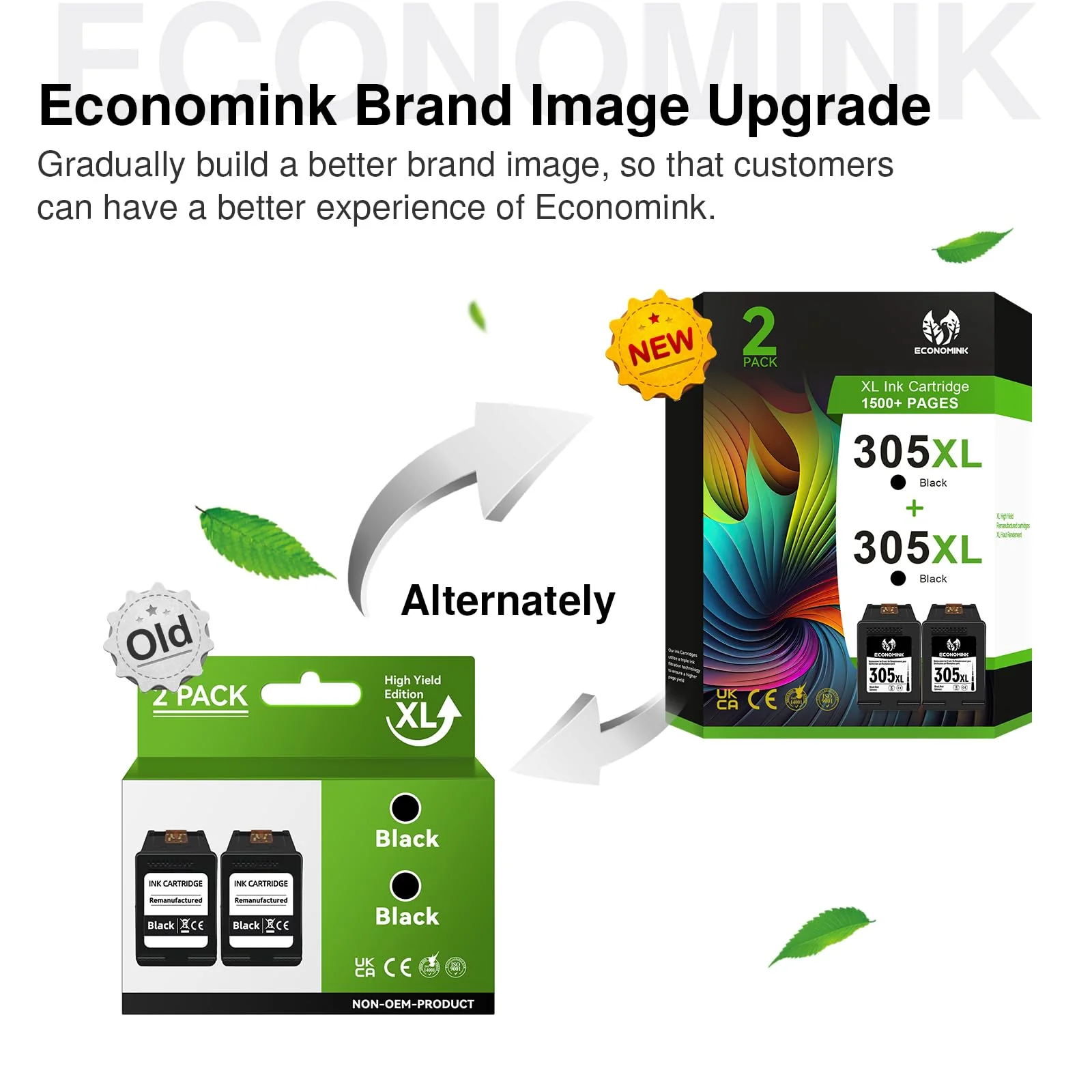 Economink 305XL Schwarz Patronen Kompatibel für HP 305 Druckerpatronen, 305 Schwarz Ersatz für HP Envy 6000 Druckerpatronen für DeskJet 27xx, 41xx, Envy 60xx, 64xx (2er Pack) - Image 5