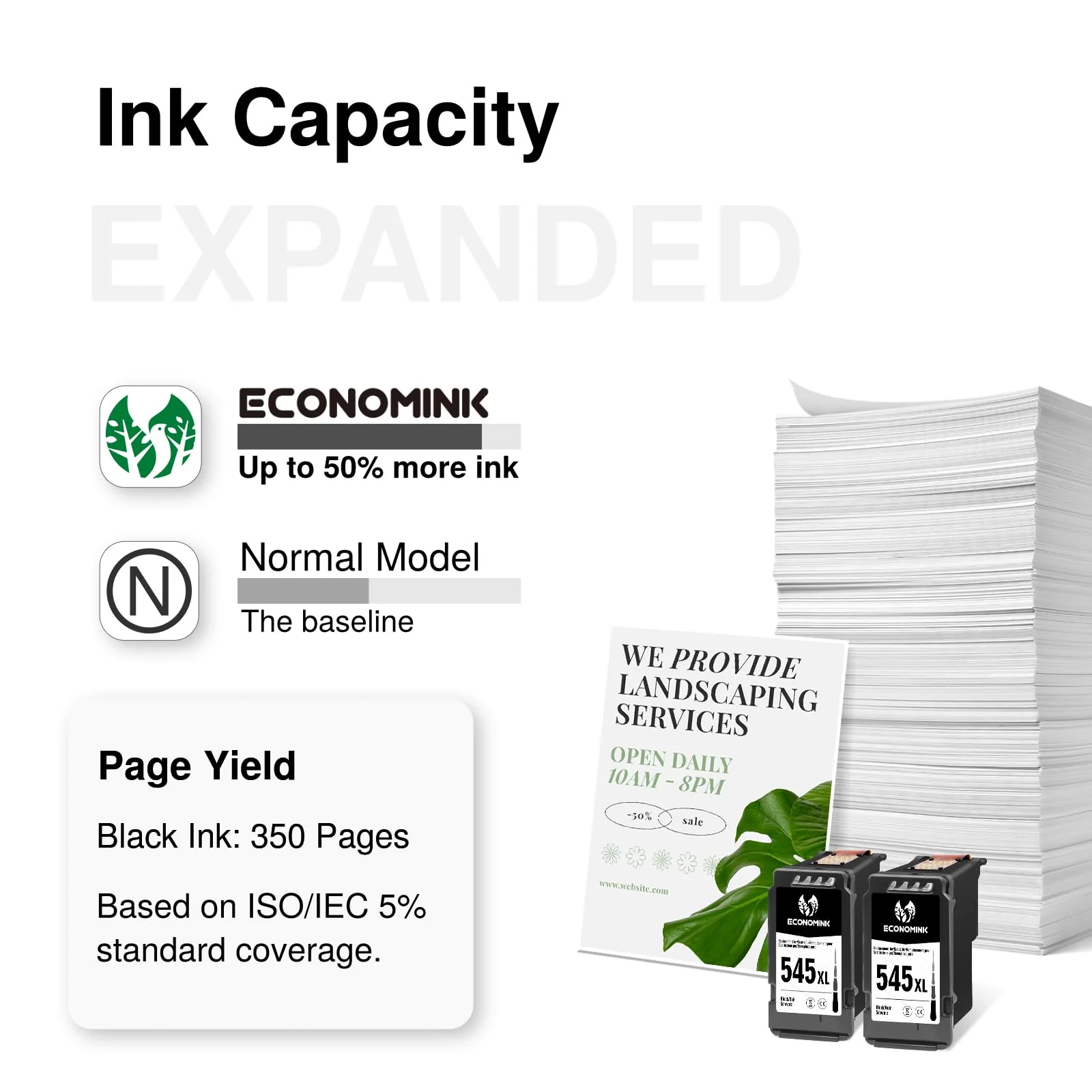 Economink 545 XL Schwarz Kompatibel für Canon Druckerpatronen 545, PG 545 Kompatibel für Canon TS3150 TS3350 TS3450 TR4451 TR4550 TR4500 TR4551 MX495 MG2500 MG2555 MG3050 Drucker (2 Schwarz) - Image 4