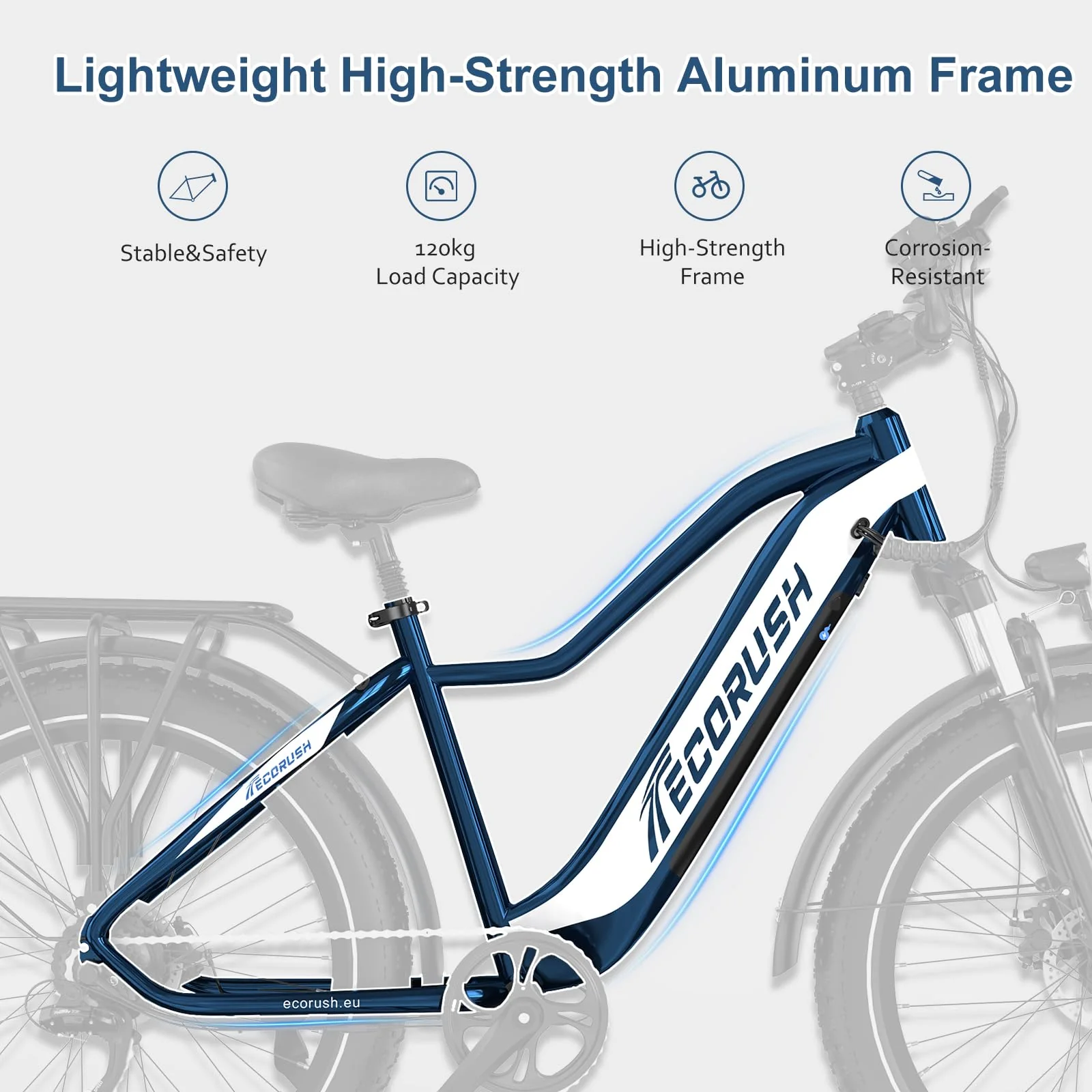 ECORUSH E Bike Herren,Ebike ECO R1 mit 48V 13Ah Batterie,Elektrofahrräder 26 * 4.0 Zoll,E-Bike 250W Motor & 25km/h, E Mountainbike 7-Gang Getriebe mit LCD-Display,Reichweite Max 100km - Image 3