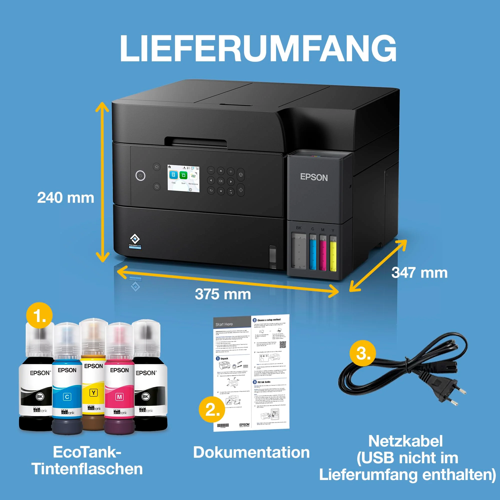 EcoTank ET-3950 A4-Multifunktionsdrucker mit Wi-Fi & AirPrint Tintentank, automatischem Dokumenteneinzug, beidseitigem Druck, Scannen & Kopieren, bis zu 3 Jahre Tinte im Lieferumfang enthalten - Image 12