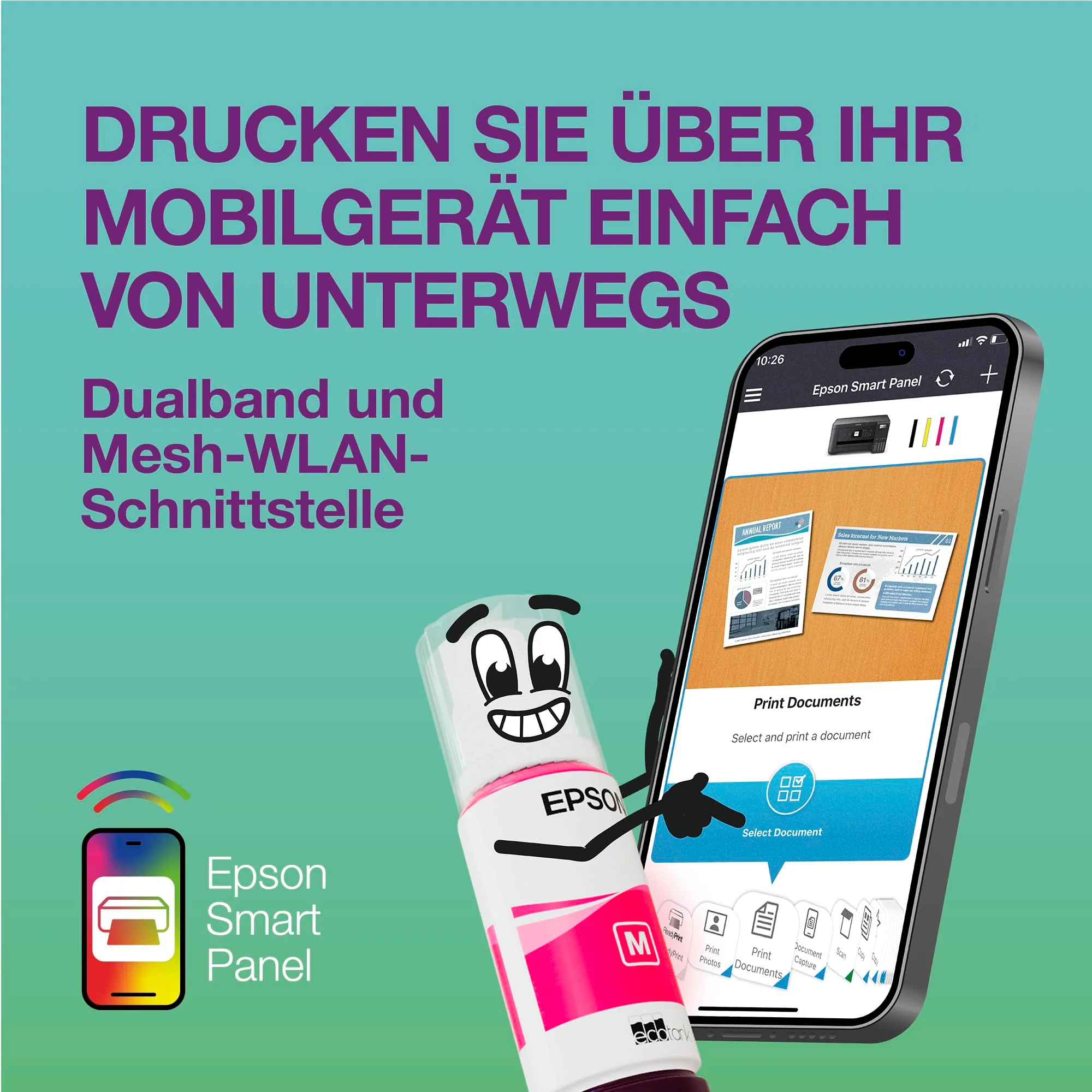 EcoTank ET-3950 A4-Multifunktionsdrucker mit Wi-Fi & AirPrint Tintentank, automatischem Dokumenteneinzug, beidseitigem Druck, Scannen & Kopieren, bis zu 3 Jahre Tinte im Lieferumfang enthalten - Image 8