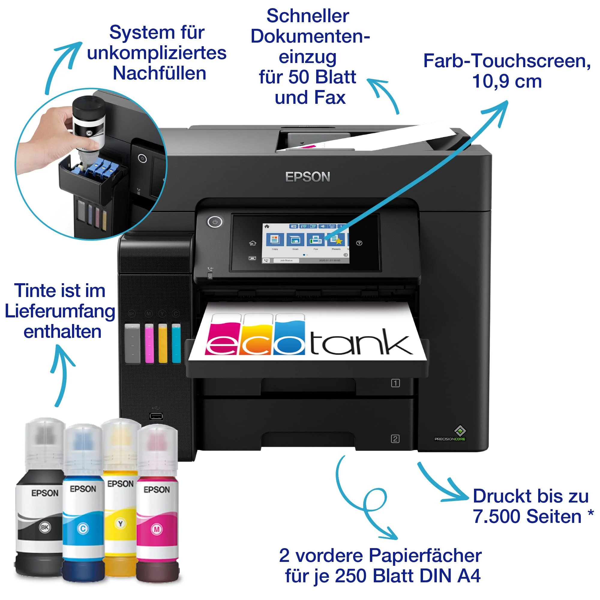 EcoTank ET-5855 DIN-A4-Multifunktions-Wi-Fi-Tintentankdrucker mit Fax - Image 6