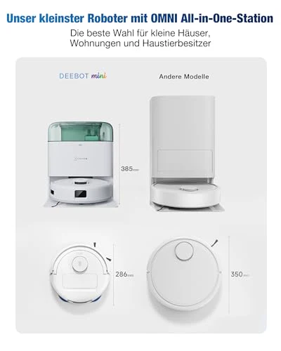 ECOVACS DEEBOT MINI Saugen/Wischen, 9.000 Pa Saugkraft, ZeroTangle 2.0, TrueMapping 2.0, 45 ℃ Heißlufttrocknung, Selbstentleerung, intelligente Tiefenreinigung, Selbstreinigung per Knopfdruck, Grün - Image 3