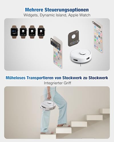 ECOVACS DEEBOT MINI Saugen/Wischen, 9.000 Pa Saugkraft, ZeroTangle 2.0, TrueMapping 2.0, 45 ℃ Heißlufttrocknung, Selbstentleerung, intelligente Tiefenreinigung, Selbstreinigung per Knopfdruck, Lila - Image 8