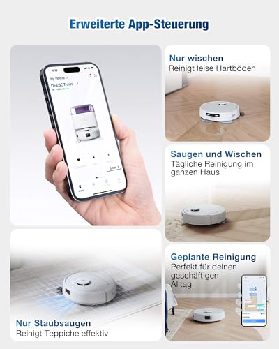 ECOVACS DEEBOT MINI Saugen/Wischen, 9.000 Pa Saugkraft, ZeroTangle 2.0, TrueMapping 2.0, 45 ℃ Heißlufttrocknung, Selbstentleerung, intelligente Tiefenreinigung, Selbstreinigung per Knopfdruck, Lila - Image 9