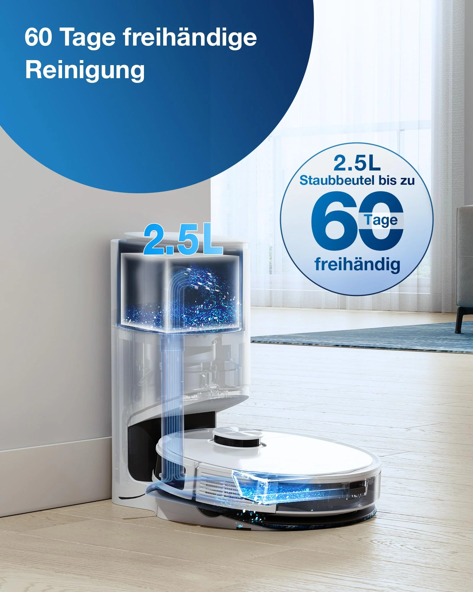 ECOVACS DEEBOT N10 PLUS Staubsaugerroboter mit Wischmopp 4300Pa, Auto-Absaugstation, bis zu 300 min/400 m², TrueMapping 2.0 dToF Laser Navigation, Teppich-Erkennung, individuelle Reinigung nach Zonen - Image 6