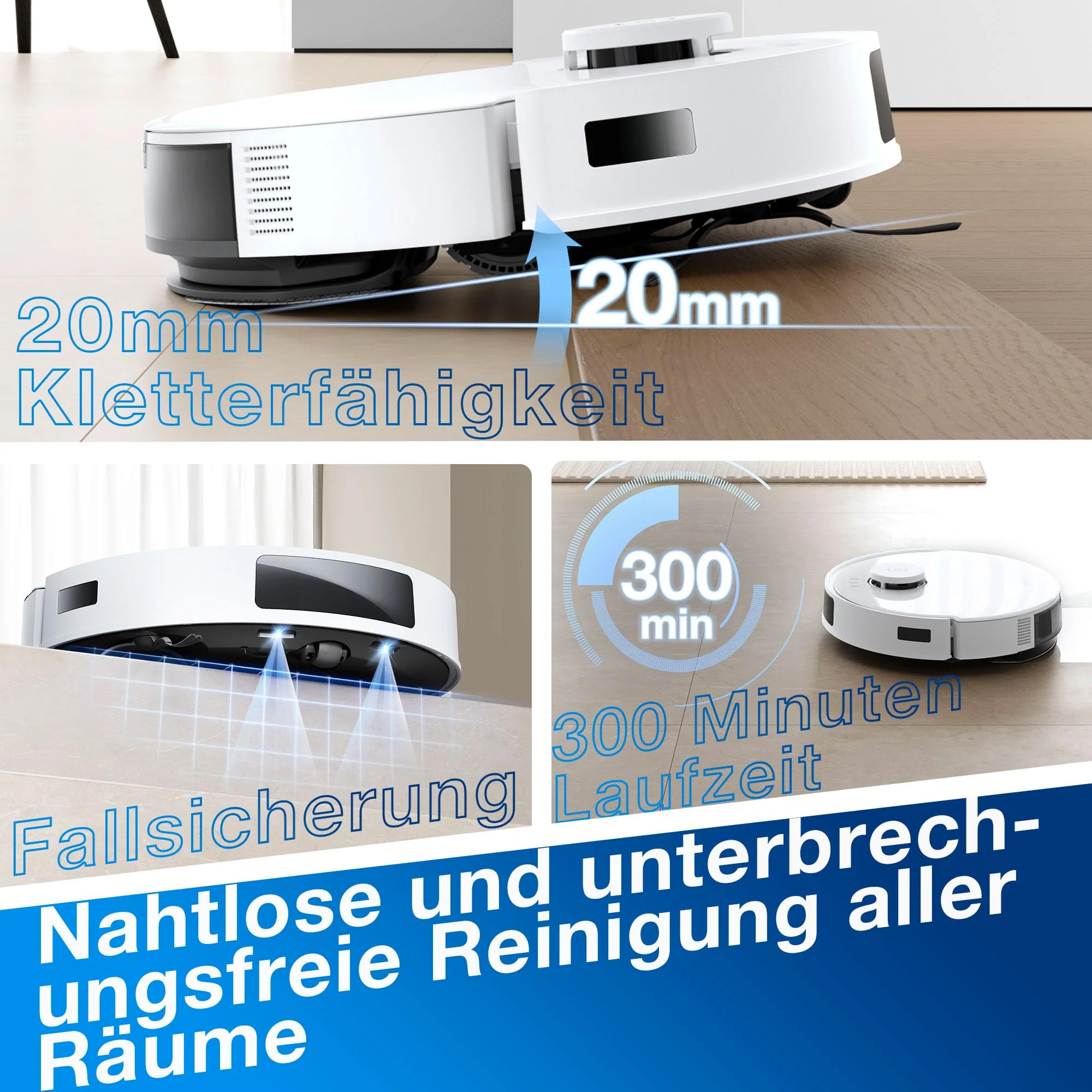 ECOVACS DEEBOT N20 Plus Saugroboter mit Wischfunktion, 8000Pa Saugkraft, staubbeutellose PureCyclone Station, Anti-Haar-Verhedderung, bis zu 300 Minuten Laufzeit, White - Image 6