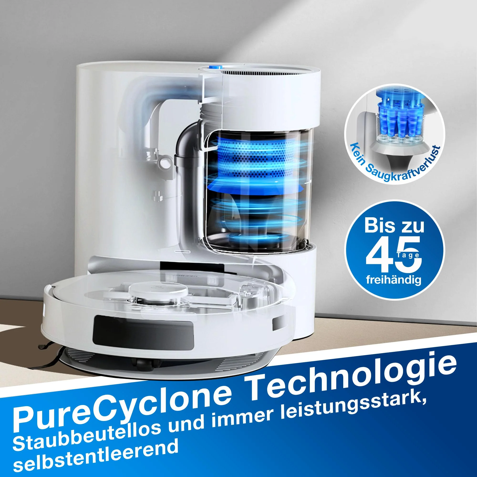 ECOVACS DEEBOT N20 Plus Saugroboter mit Wischfunktion, 8000Pa Saugkraft, staubbeutellose PureCyclone Station, Anti-Haar-Verhedderung, bis zu 300 Minuten Laufzeit, White - Image 7