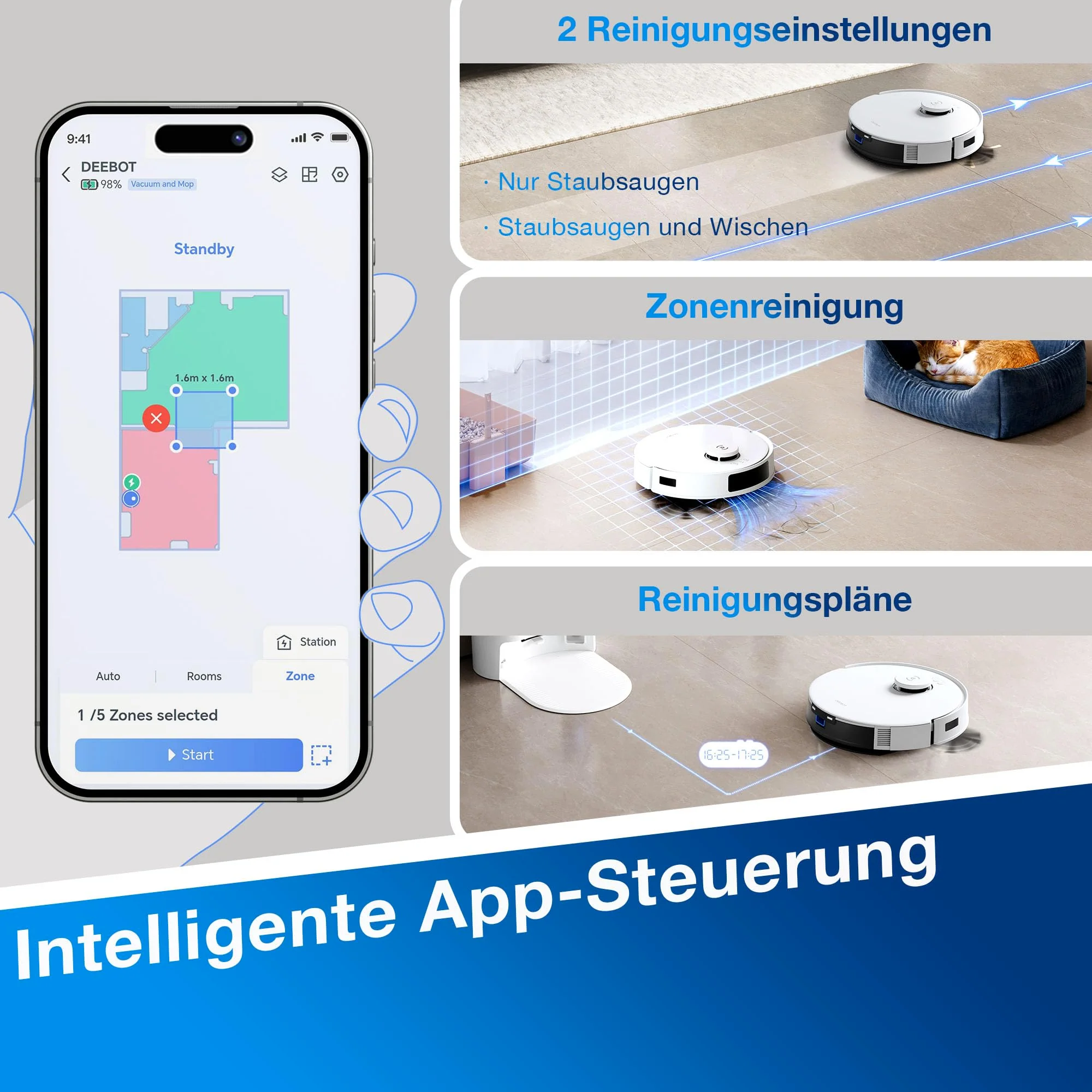 ECOVACS DEEBOT N20 Plus Saugroboter mit Wischfunktion, 8000Pa Saugkraft, staubbeutellose PureCyclone Station, Anti-Haar-Verhedderung, bis zu 300 Minuten Laufzeit, White - Image 8
