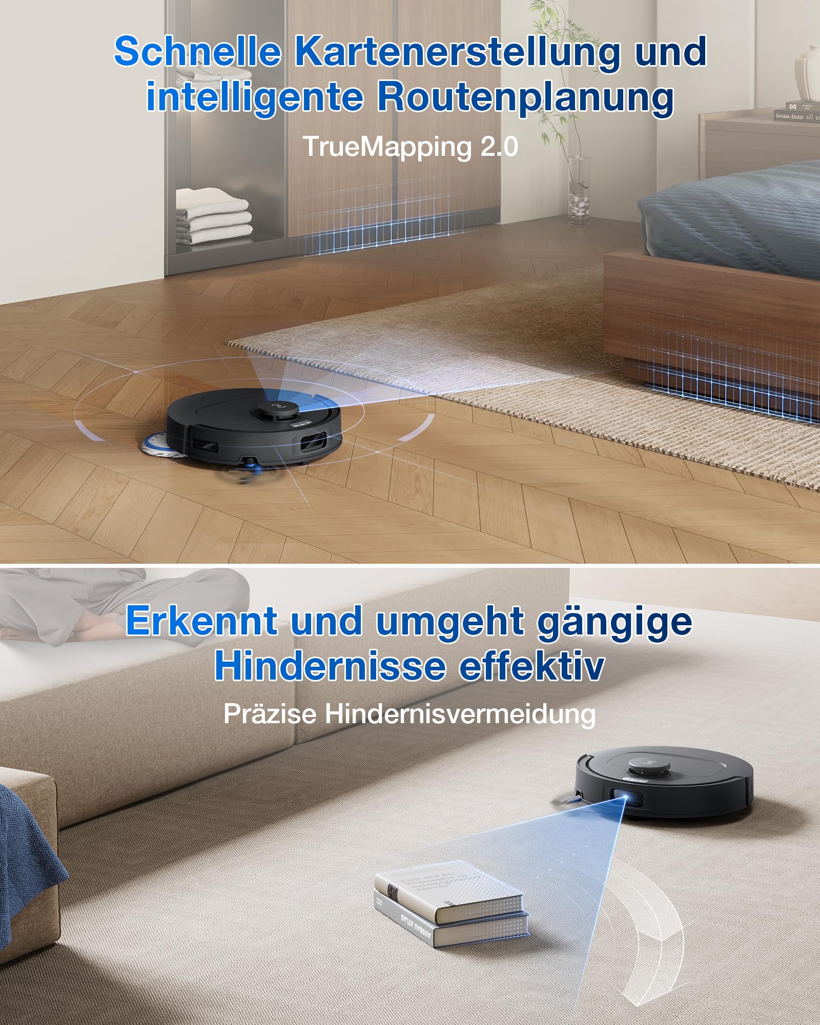 ECOVACS DEEBOT T30C Omni Gen2, Saugroboter mit Wischfunktion, 25.000 Pa, OZMO Turbo 2.0 Wischen, ZeroTangle 3.0 Anti-Verheddern, TruEdge 2.0 Kantenreinigung, Omni-Station, 75°C Moppwäsche, Schwarz - Image 4