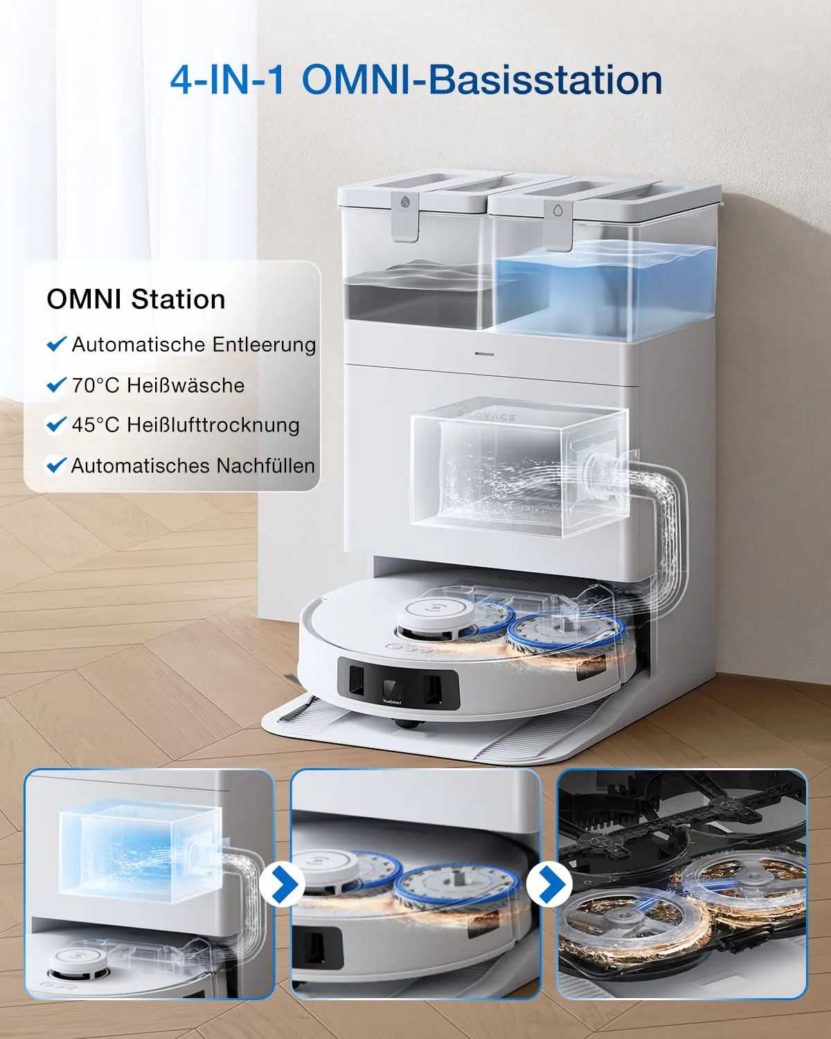 ECOVACS DEEBOT T30C Pro Omni GEN 2 Saugroboter mit Wischfunktion, 15400Pa Saugkraft, Auto-Entleerung, Heißlufttrocknung, 200min Laufzeit, Ideal für Tierhaare & Teppiche(T30C PRO Iteration) - Image 9