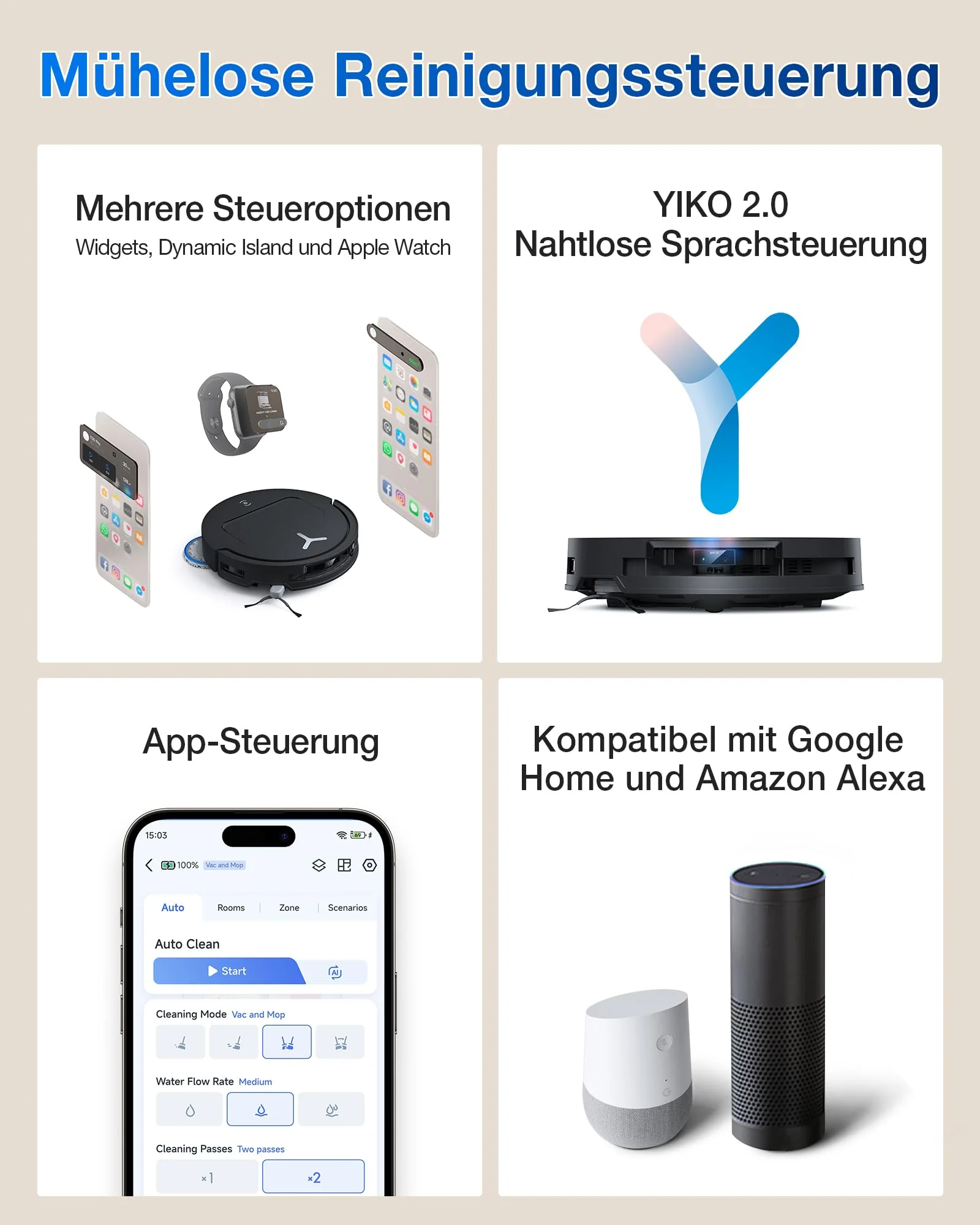 ECOVACS DEEBOT T50 OMNI Gen2 Saugroboter mit Wischfunktion, 21.000 Pa, Ausziehbare Seitenbürste und Mopp, ZeroTangle 2.0, Moppwäsche mit 75°C heißem Wasser, All-in-One Station, ultradünn 81 mm,Schwarz - Image 2