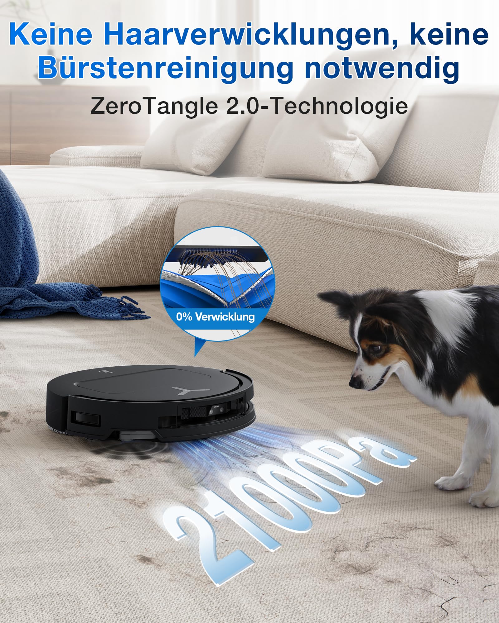 ECOVACS DEEBOT T50 OMNI Gen2 Saugroboter mit Wischfunktion, 21.000 Pa, Ausziehbare Seitenbürste und Mopp, ZeroTangle 2.0, Moppwäsche mit 75°C heißem Wasser, All-in-One Station, ultradünn 81 mm,Schwarz - Image 9