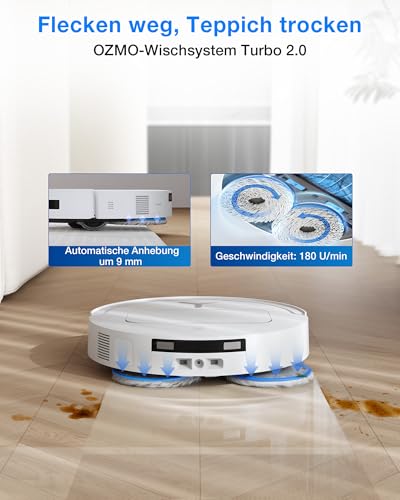 ECOVACS DEEBOT T50 Omni Gen3 Saugroboter mit Wischfunktion, 25.000 Pa, ZeroTangle 3.0, AIVI 3D 2.0, All-in-One-Omni-Station, Reinigung des Mopps bei 75 °C, ultraflache 81 mm, Mattweiß - Image 6