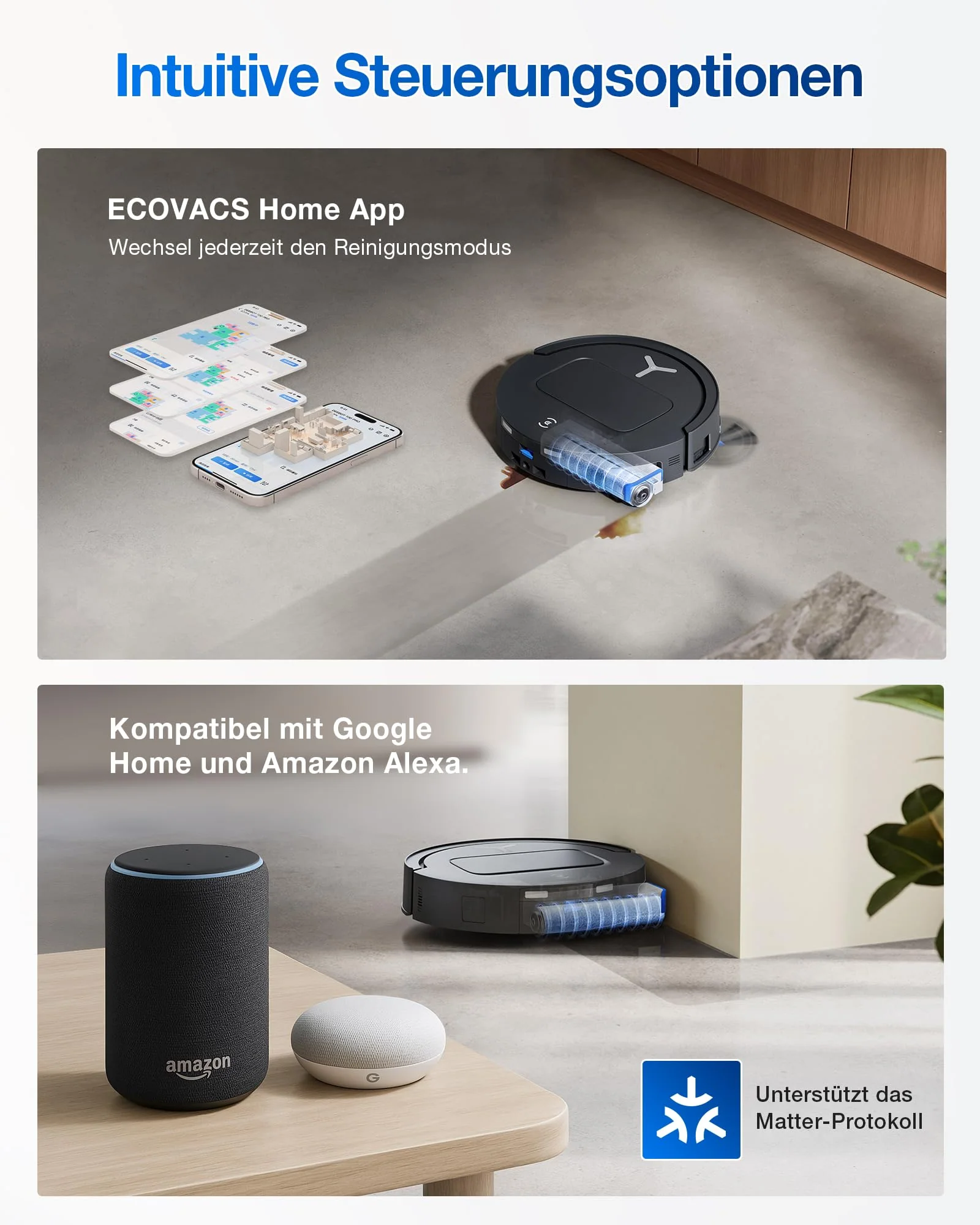 ECOVACS DEEBOT T80 Omni Saugroboter mit Wischfunktion, 18.000 Pa, OZMO Roller Wischwalze mit kontinuierlicher Frischwasser-Selbstreinigung, ZeroTangle 3.0,Moppwäsche mit 40-75℃ heißem Wasser, Schwarz - Image 2
