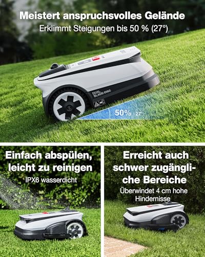 ECOVACS GOAT A1600 LiDAR PRO Care Kit Mähroboter ohne Begrenzungskabel, 1.600 m², 360° Dual-LiDAR-Navigation, automatische Kartierung, KI-3D-Hindernisvermeidung, superschnelles Laden, 50 % Steigung - Image 8