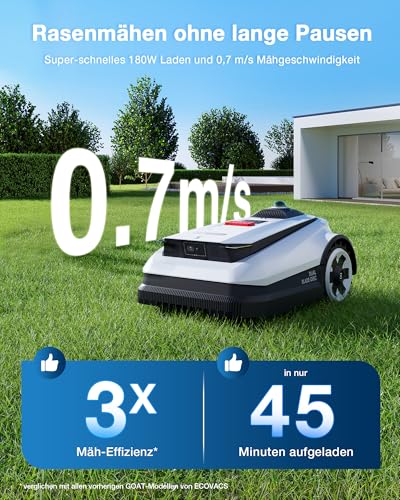 ECOVACS Goat A3000 LiDAR Mähroboter ohne Begrenzungskabel, 3000 m², Dual-LiDAR Navigation, 330 mm Schnittbreite, Rasenmäher Roboter, 45 min Schnellladung, 100W Schnitteistung, präzises Kantenmähen - Image 4