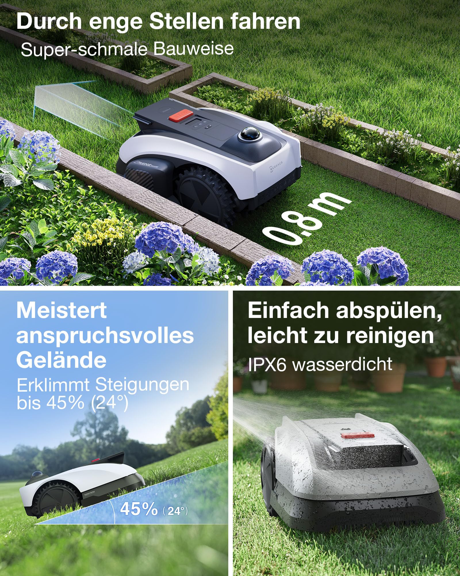 ECOVACS Goat O1200 LiDAR PRO Mähroboter ohne Begrenzungskabel, 1.200 m², 360° Dual-LiDAR-Navigation, automatische Kartierung, KI-3D-Hindernisvermeidung, präzises Kantentrimmen mit TruEdge Trimmer - Image 5