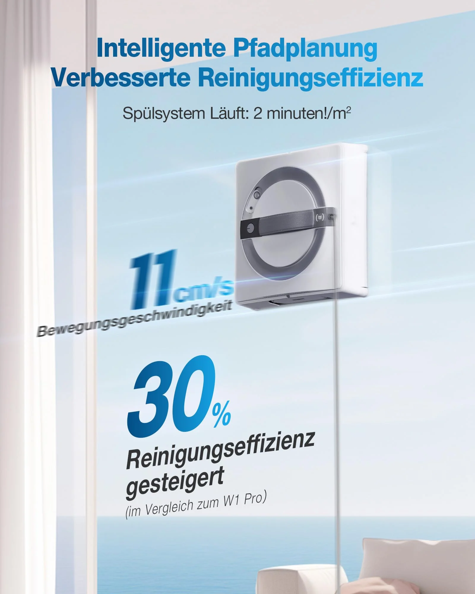 ECOVACS WINBOT W2 Omni Fensterputzroboter mit 6-in-1 Multifunktionsstation, integrierter 4500mAh Akku, Kantenreinigungsmodus, Weitwinkel-Sprühzerstäubungstechnologie, White - Image 6