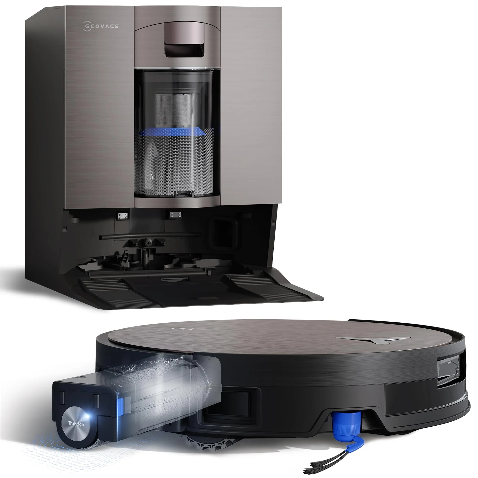 ECOVACS X11 OMNICYCLONE Saugroboter mit Wischfunktion, Blast + 19.500 Pa, ultraschnelles Akkuladen, OZMO Roller 2.0, Klettern max. 4 cm Höhe, Ausfahrender Wischmopp, PureCyclone 2.0 Auto-Entleerung