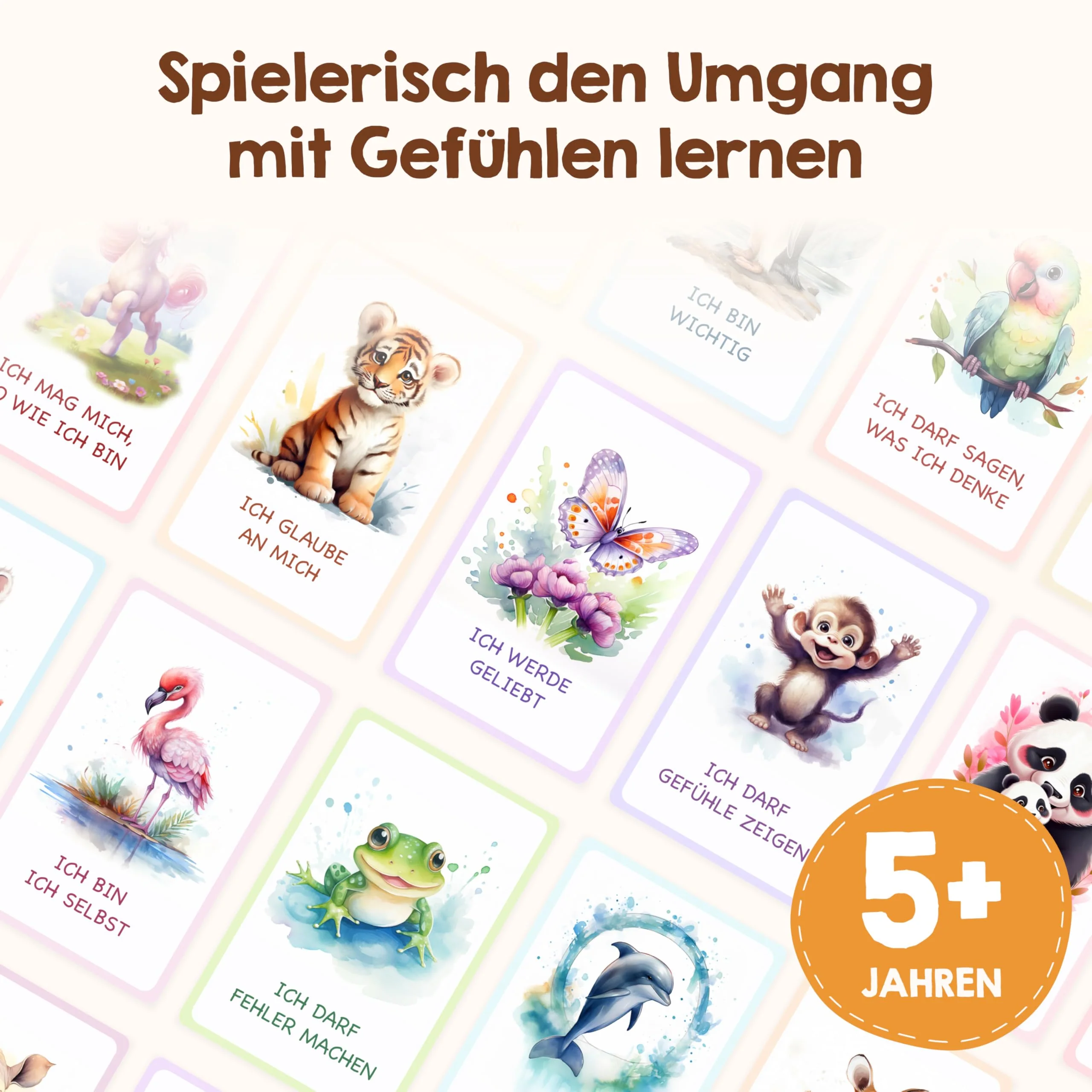 Edubini 48 Affirmationskarten Kinder - Umgang mit Gefühlen Lernen mit Gefühlskarten für Kinder [Pädagogisch Wertvoll] - Achtsamkeitskarten, Mutmacherkarten, Selbstbewusstsein stärken - Image 7