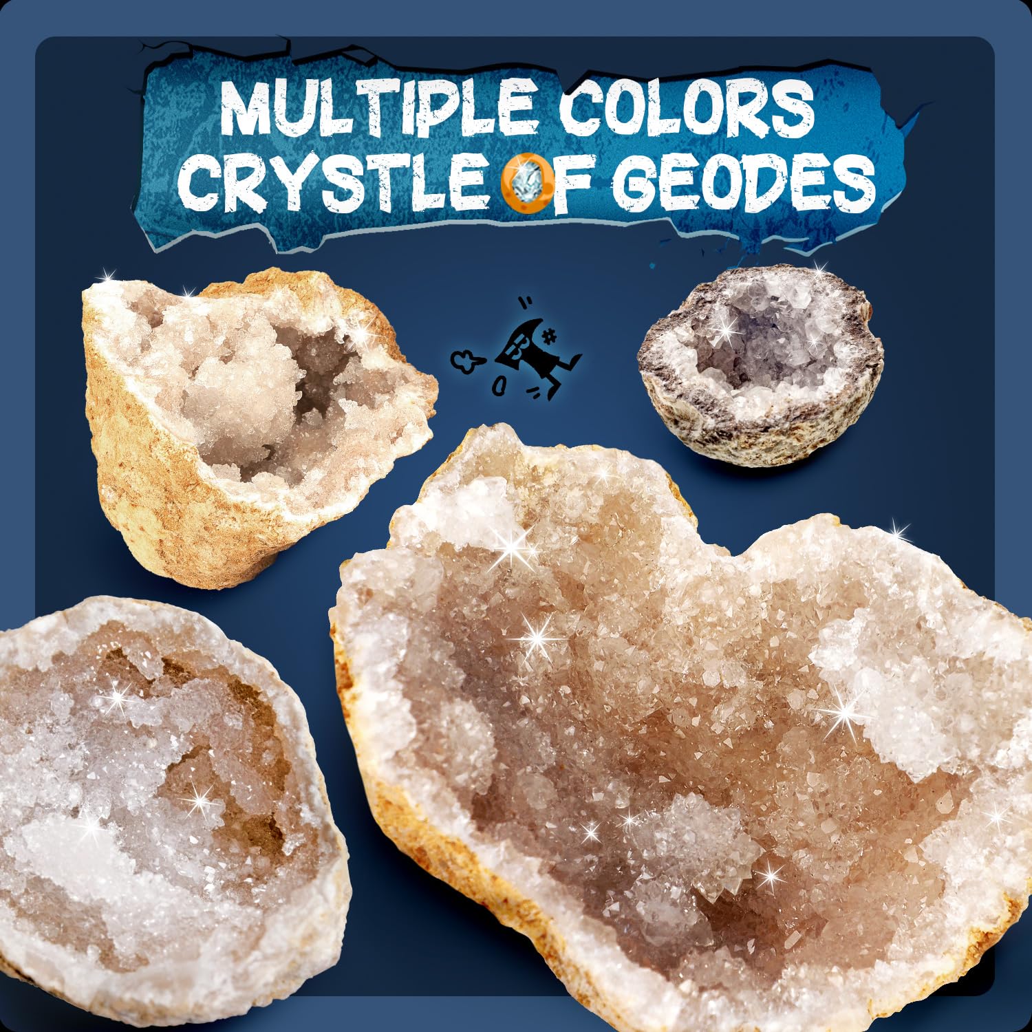 EDUMAN Geoden Zum Aufbrechen für Kinder, Natur Geoden Set in Groß und Klein, Inklusive Schutzbrille, Lupe, Aufbewahrungstasche, Geschenke für Jungen und Mädchen ab 8 Jahre - Image 8