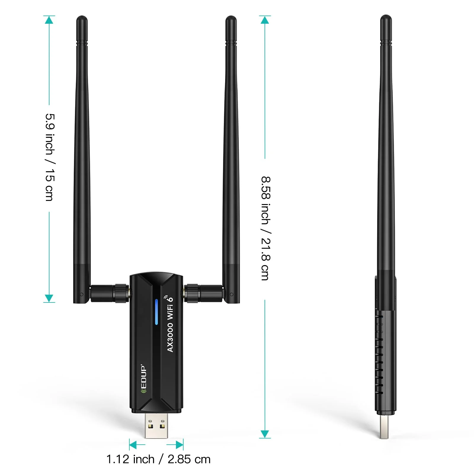 EDUP WiFi 6E USB WLAN Stick für PC, AX3000M WLAN Adapter PC Hohe Reichweite, Tri-Band 6GHz / 5GHz / 2,4GHz WLAN Antenne PC, Kompatibel mit Windows 11/10 64Bit + U-Disk-Treiber - Image 9
