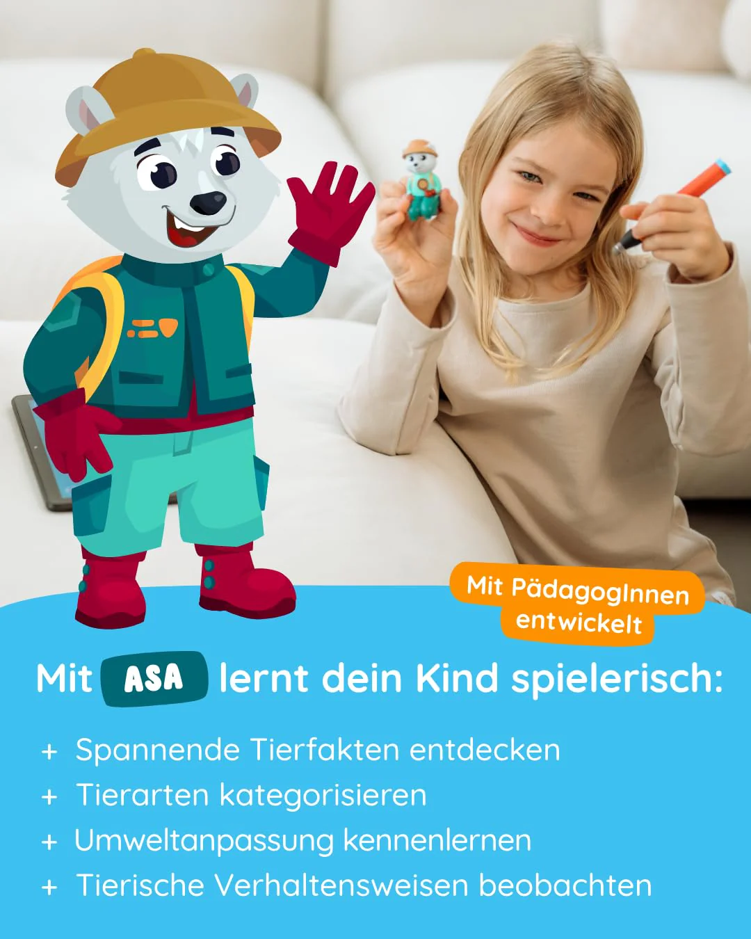 Edurino Figur ASA Welt der Tiere bis 10 (Stufe 2) ab 4 Jahren inkl. App | Innovatives & digitales Lernspiel | Vielfältige Tierwelten erkunden | Lebensräume erforschen - Image 5