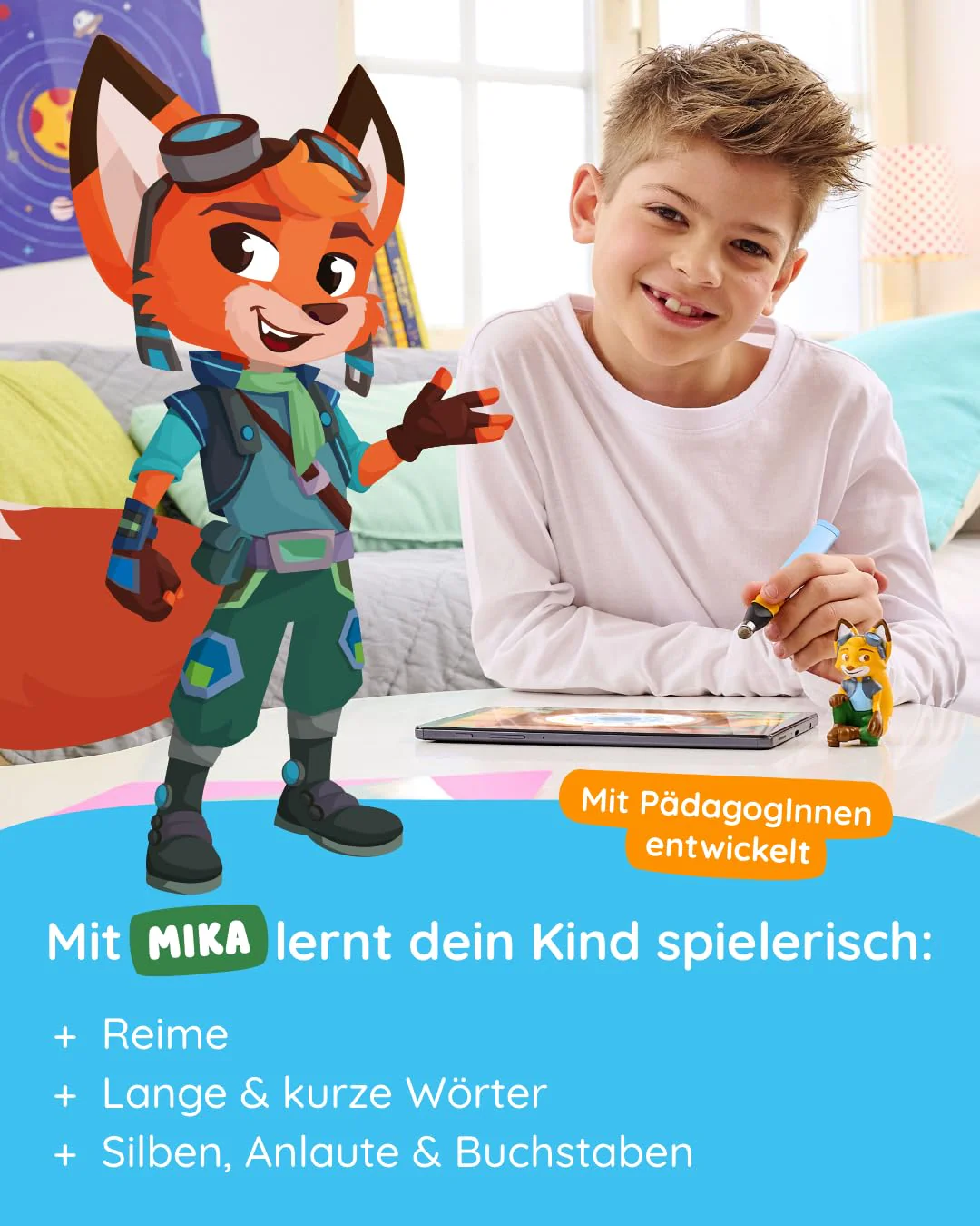 Edurino Starterset Mika Erstes Lesen & Schreiben (Stufe 1) ab 4 inkl. Eingabestift | Innovatives und digitales Lernspiel | Spielerisches Lernen von Buchstaben, Silben & Reimen - Image 5