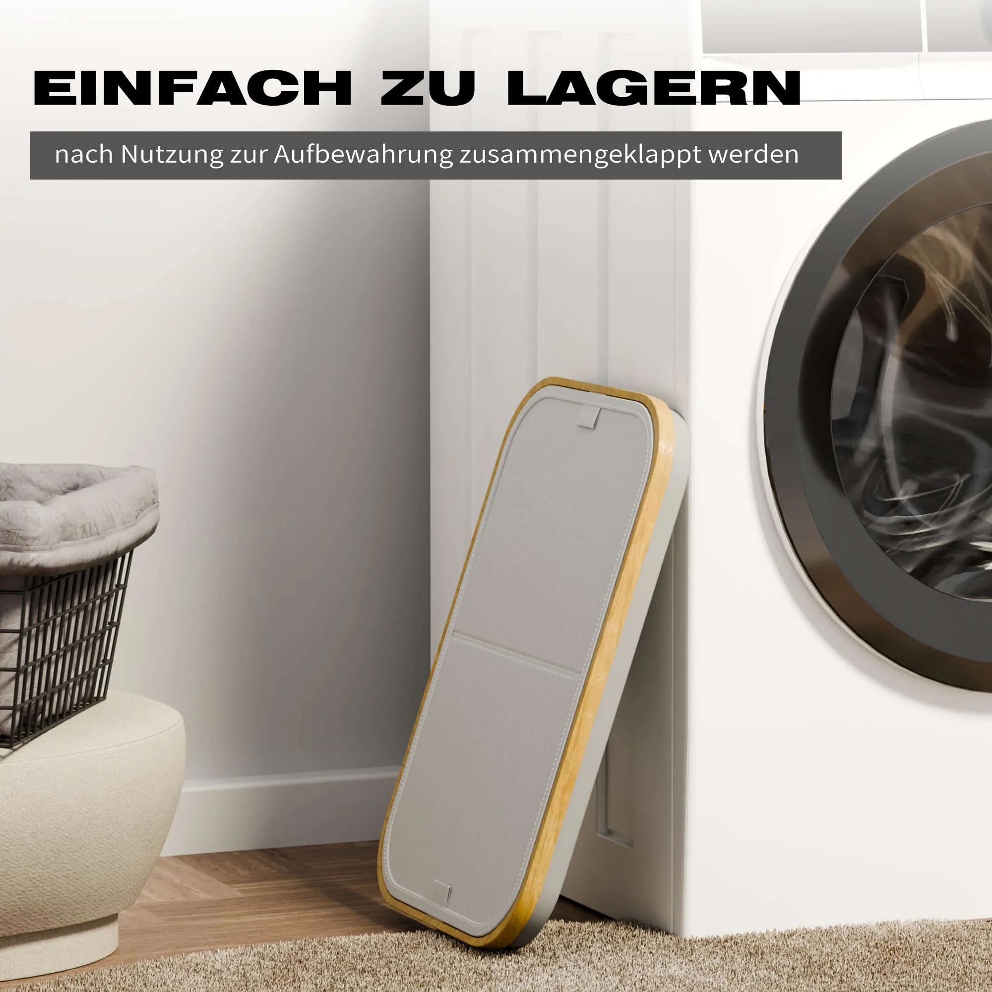 EDWINENE 145L Wäschesammler mit Deckel 2 Fächer, Faltbarer Wäschekorb XXL, Wäschebox aus Oxford-stoff für Schlafzimmer Badezimmer Waschküche ((Hellgrau)