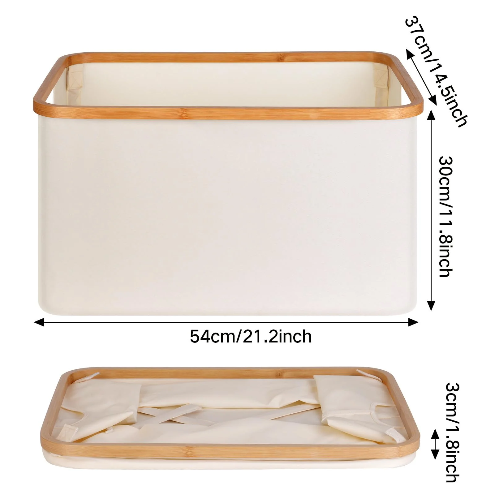 efluky Faltbarer Wäschekorb 60L, Bambus Stoff Faltbarer Storage Basket, Aufbewahrung Klappbar Wäschekorb, Laundry Baskets für Schlafzimmer Badezimmer (Beige) - Image 5