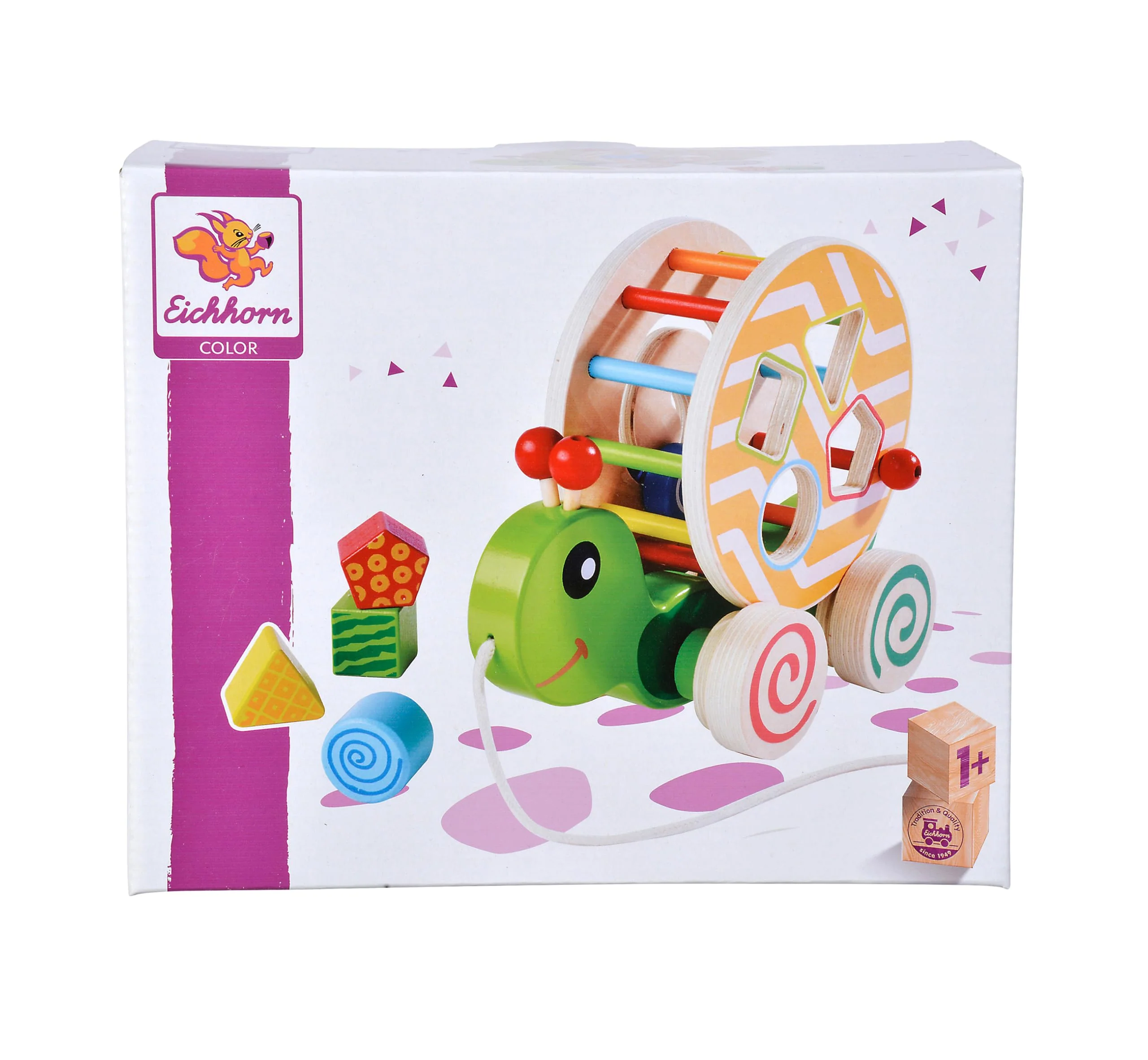 Eichhorn 100002231 NachziehStecktier, mit 4 versch. Steckbausteinen, Birkenholzspielzeug mit Bewegung, für Kinder ab 1 Jahr, Größe: 15x24x19,5cm - Image 3
