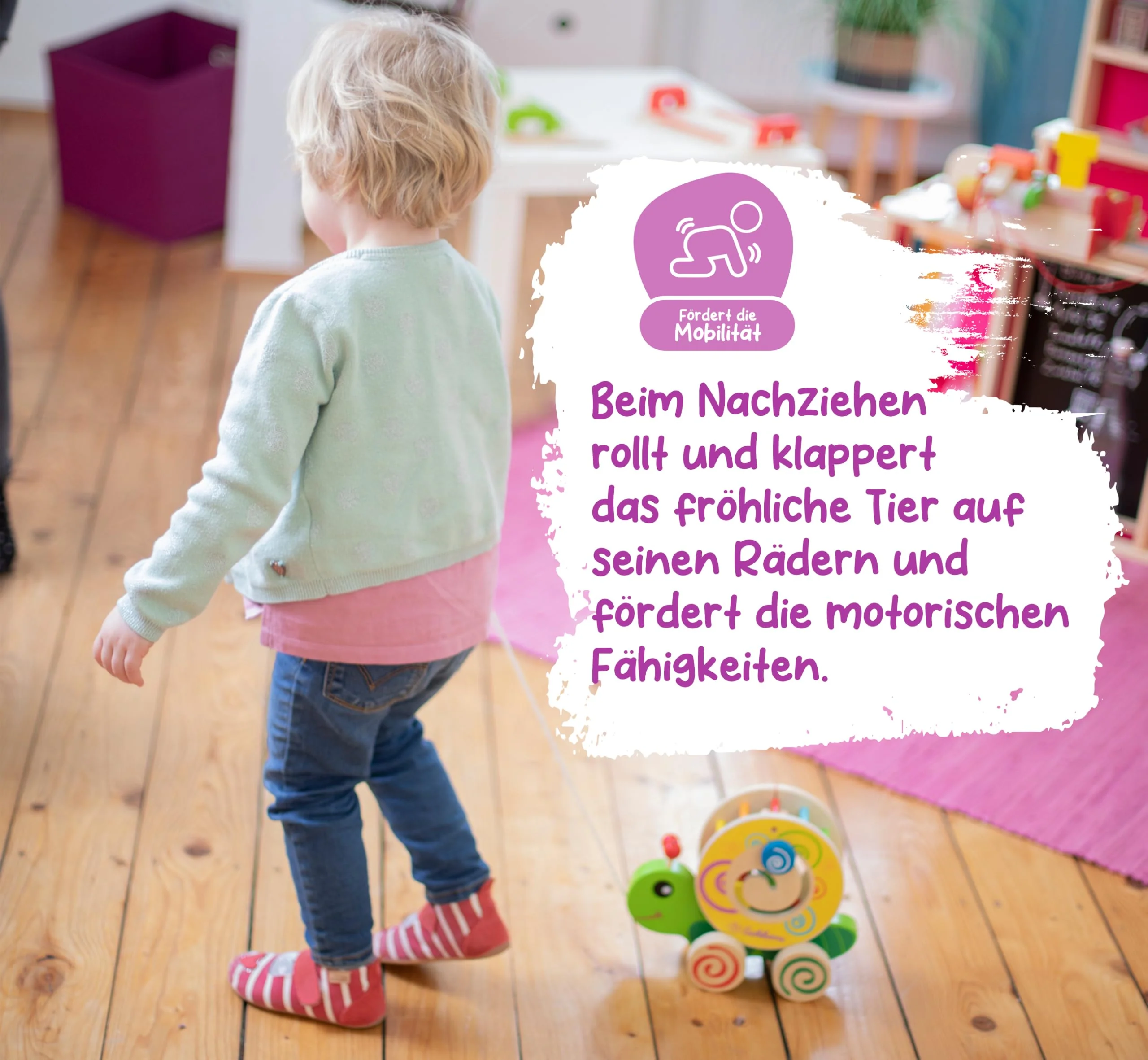 Eichhorn 100002231 NachziehStecktier, mit 4 versch. Steckbausteinen, Birkenholzspielzeug mit Bewegung, für Kinder ab 1 Jahr, Größe: 15x24x19,5cm - Image 7
