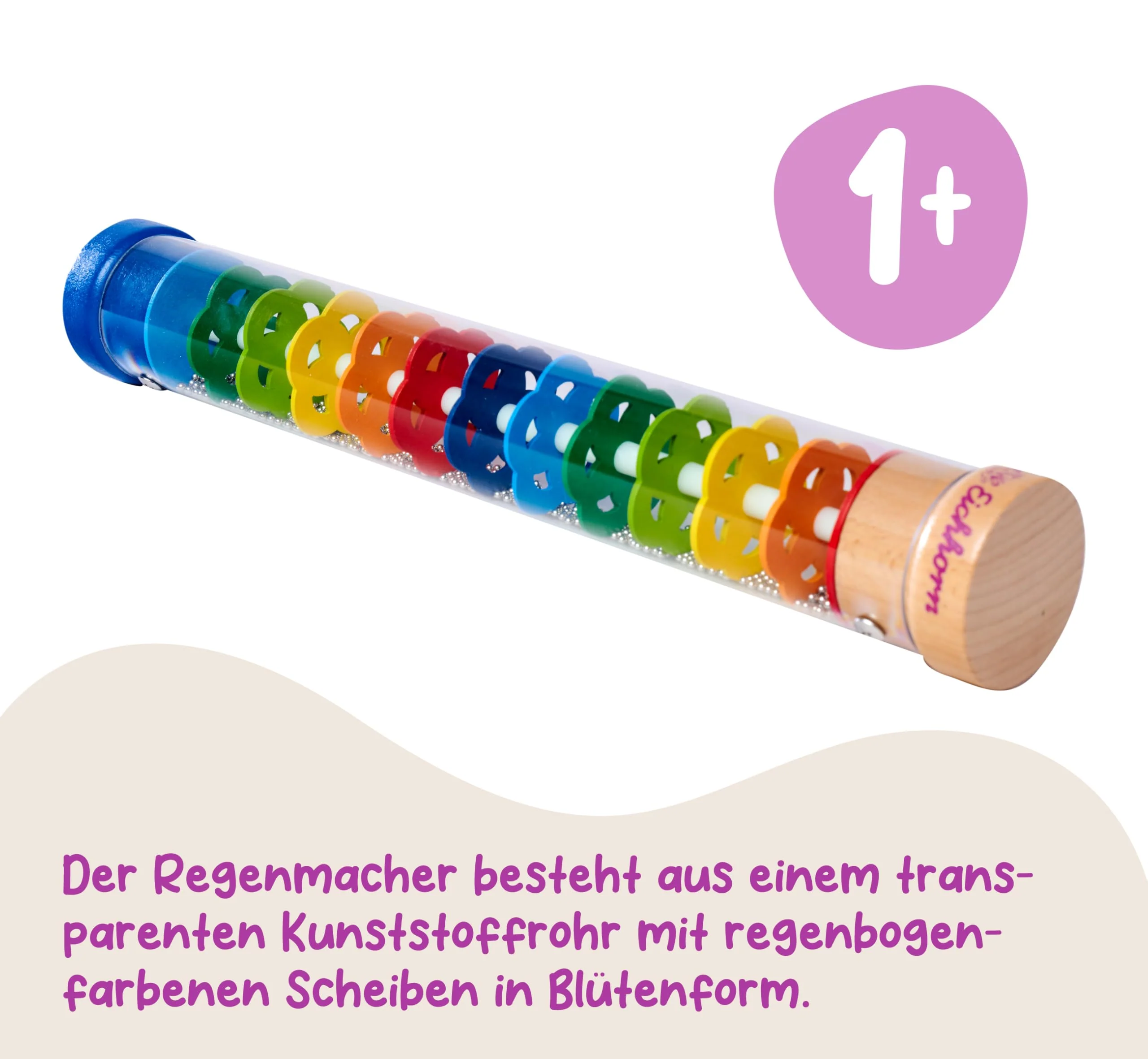 Eichhorn 100003446 - Regenmacher aus massivem Holz, Kunststoffrohr mit Metallkugeln, 32x5cm - Image 7