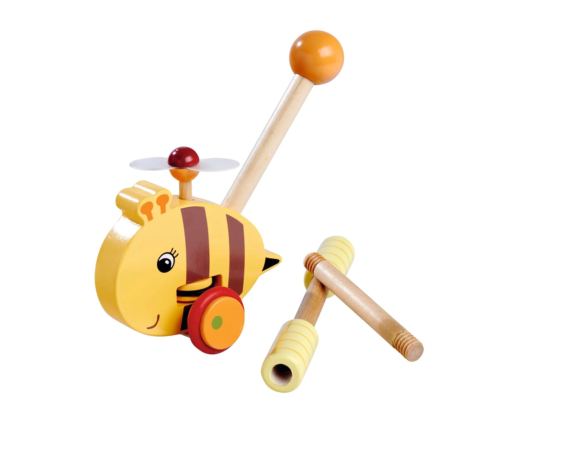 Eichhorn 100006804 - Schiebefigur Biene, mit beweglichem Flügel, Grifflänge 50 cm, geräuschlose Silikonräder, aus 100% FSC Zertifiziertem Buchenholz, ab 1 Jahr - Image 3